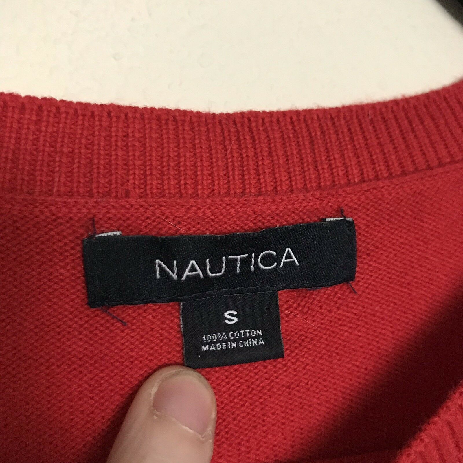 Nautica Nautica Red Sweater With Blue Stripes On Cuffs - Size Small Size S / US 4 / IT 40 - 4 Thumbnail