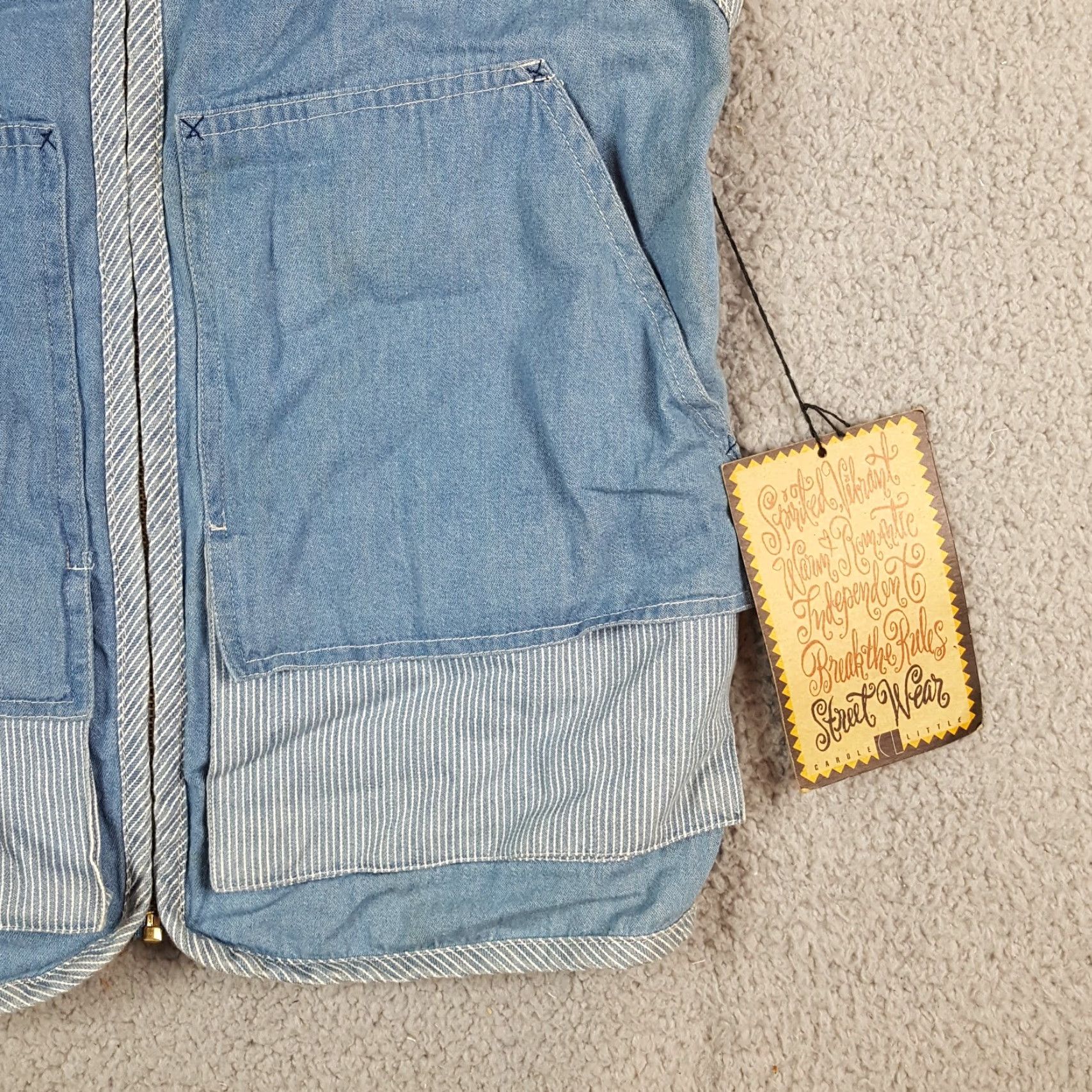 Denime VINTAGE Y2K Stonewash Faded Denim Vest Womens Petite P Western Zip UP Trucker Jacket 90s Size S / US 4 / IT 40 - 4 Thumbnail