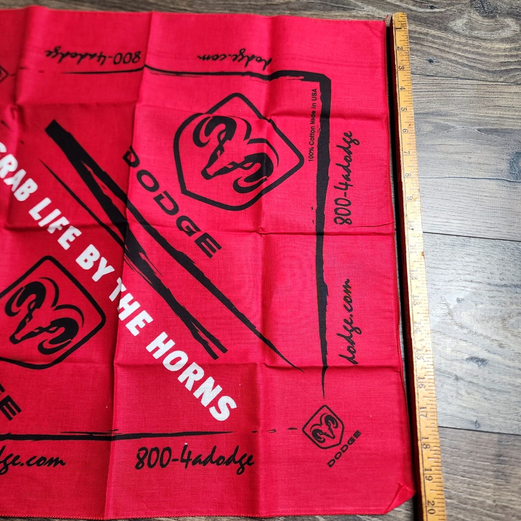 Alife VINTAGE Dodge Ram Bandana Scarf Male 90s 100% Cotton Red Grab Life By The Horns USA Truck Car Pattern - Mens Bandana 20x20 Size ONE SIZE - 2 Thumbnail