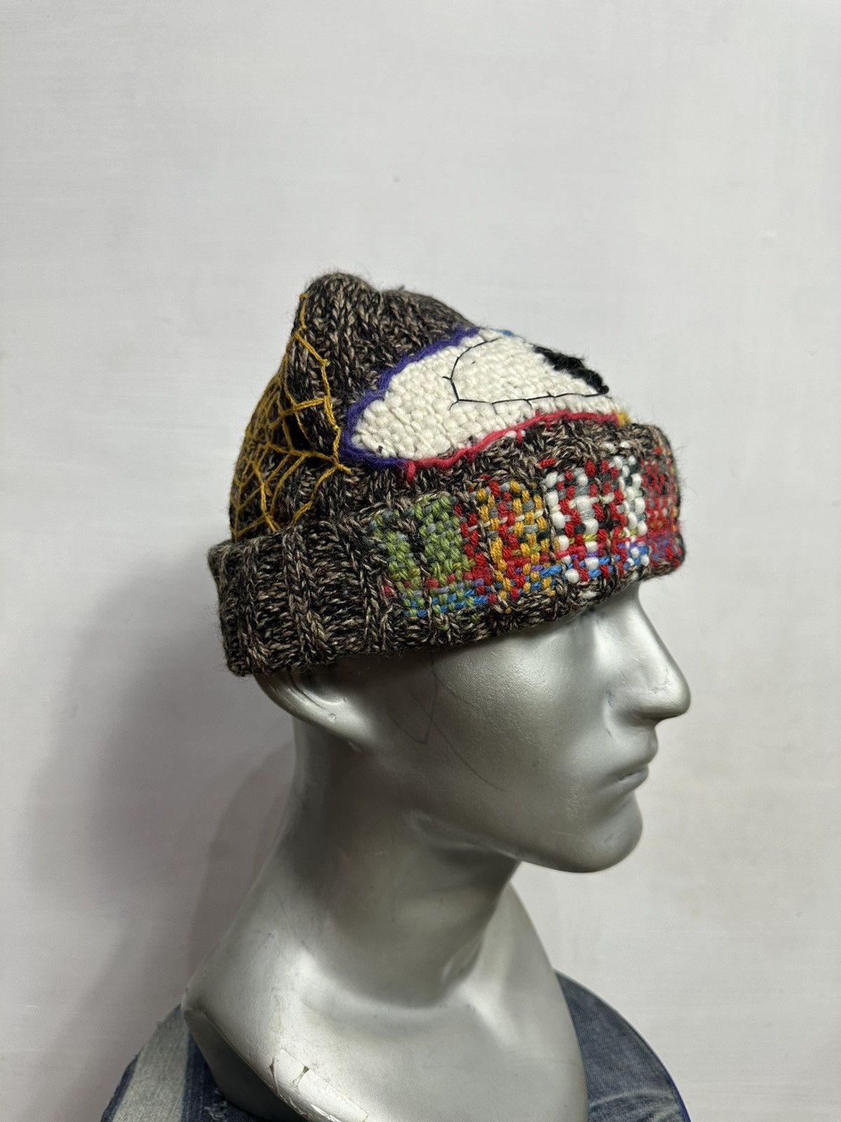Handmade Custom Nice Design Art Knitted Eye Spiderweb Beanie Hats Size ONE SIZE - 3 Thumbnail