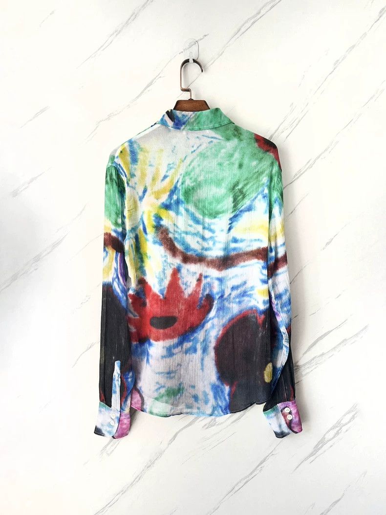 Our Legacy Our Legacy Abstract tie-dye floral long-sleeved shirt Size US XS / EU 42 / 0 - 8 Thumbnail