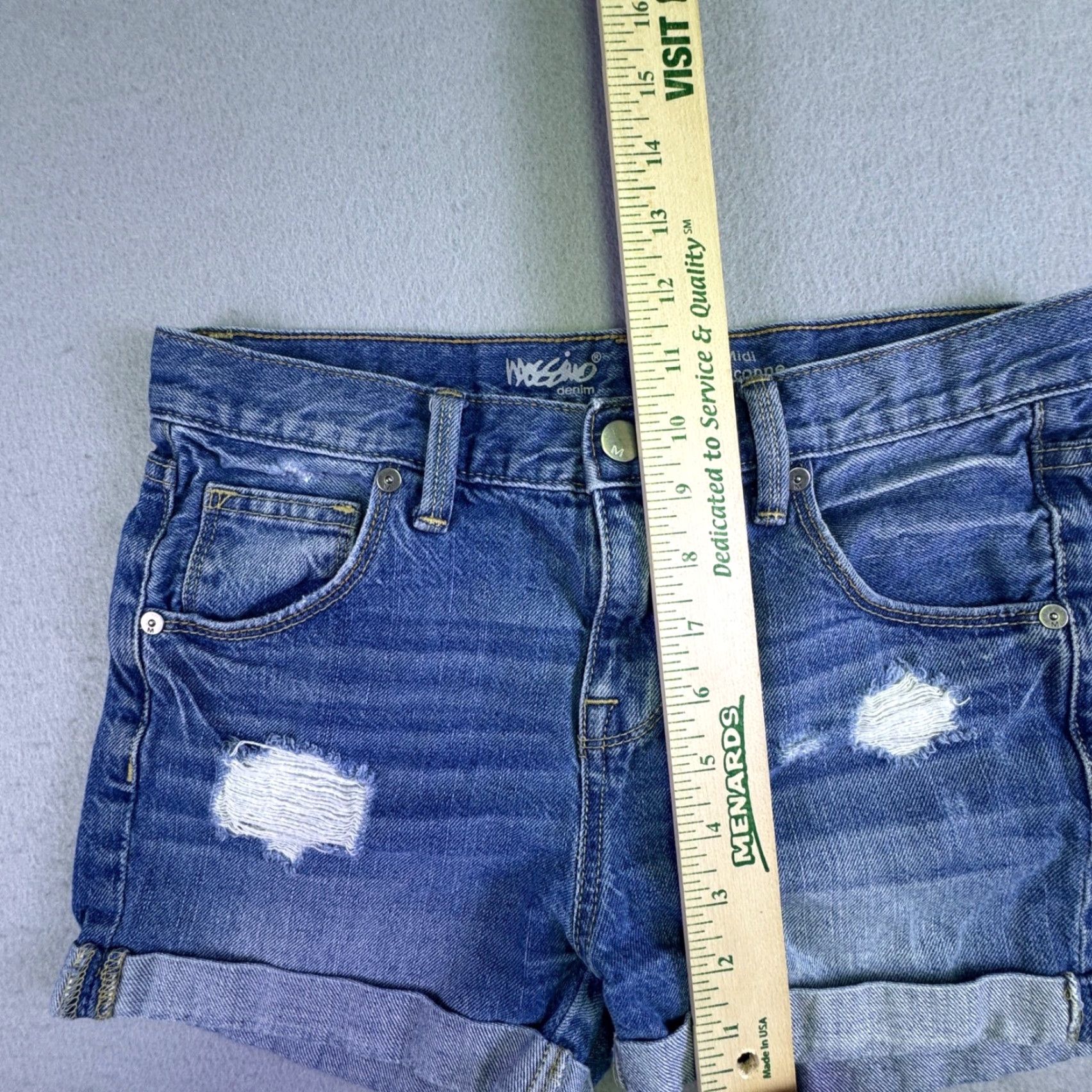 Mossimo VINTAGE Mossimo Shorts Women's Denim Boyfriend Midi Blue Distressed Cuffed 00 Tall Size 29" - 3 Thumbnail