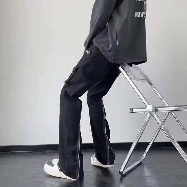 Japanese Brand Hirasawa x Moe Zipper Black Flared Jeans Cargo Pants Size US 32 / EU 48 - 2 Thumbnail