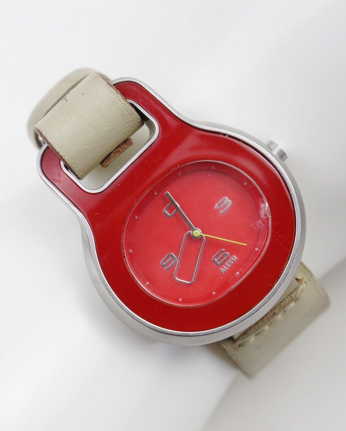 Seiko 2000S ALESSI RED MODERN DESIGN WATCH – GENUINE LEATHER STRAP Size ONE SIZE - 2 Thumbnail