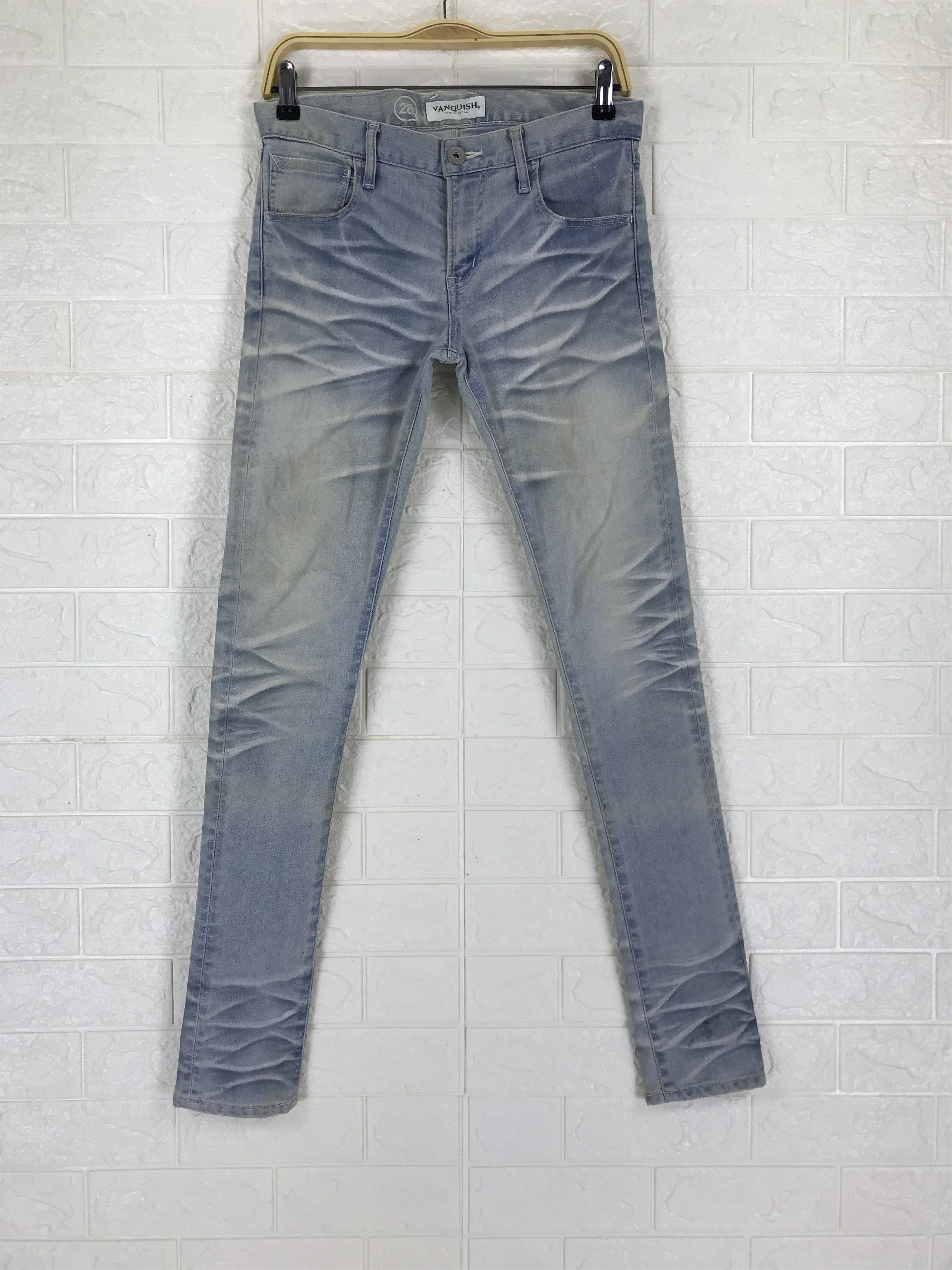 Vintage Vanquish Faded Waxed Blue Skinny Jeans