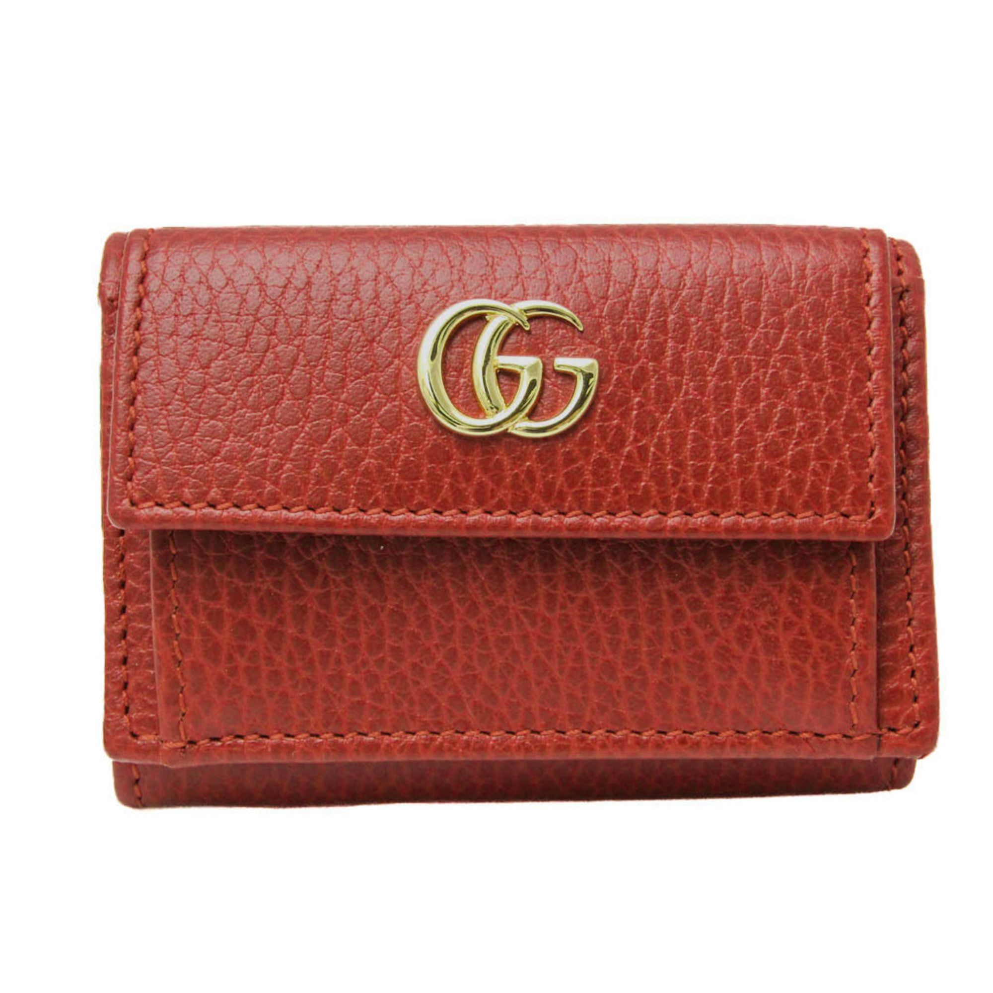 image of Gucci Petit Marmont 523277 Women's Leather Wallet (Tri-Fold) Red Color