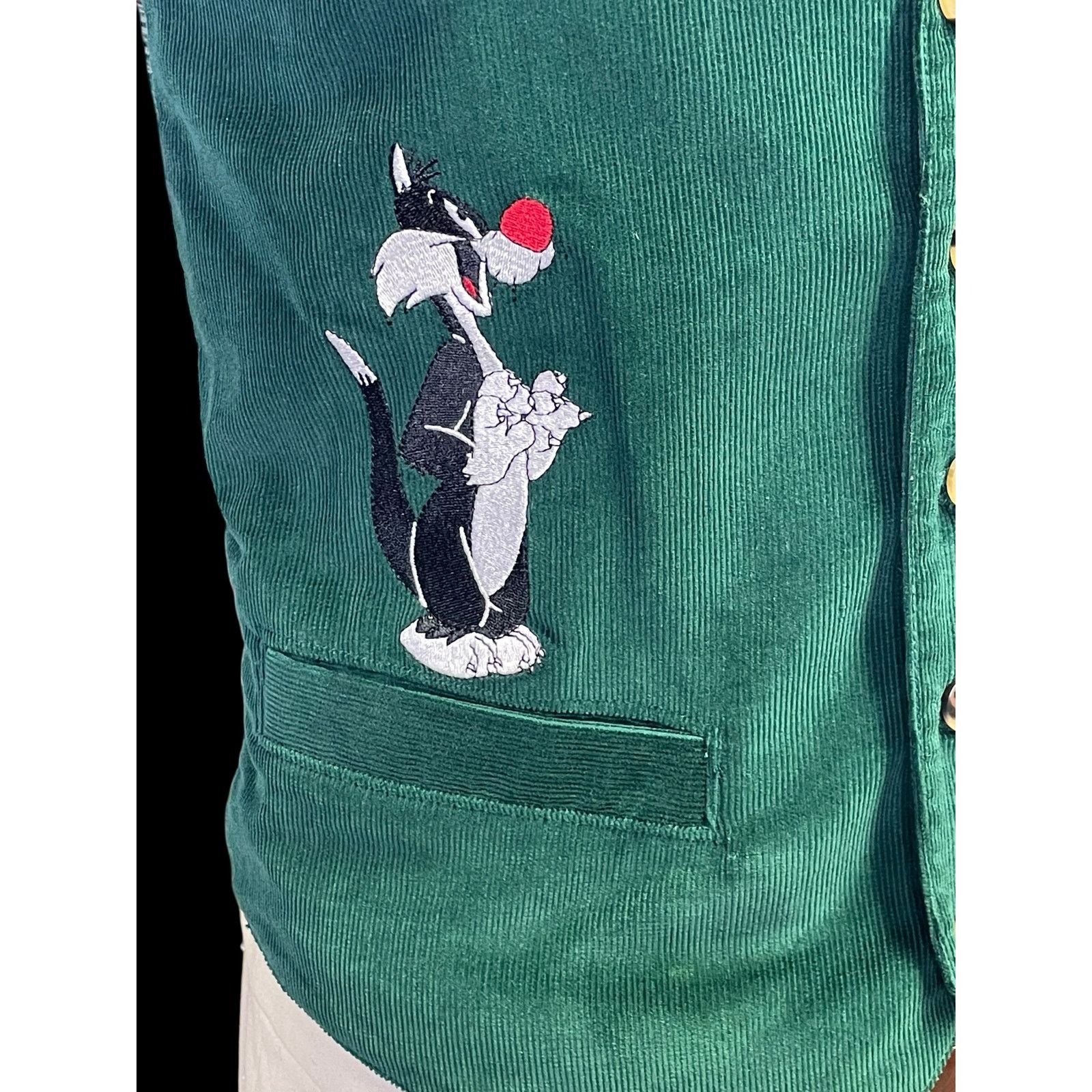 Warner Bros 1995 Warner Bros Sylvester Tweety Bird Green Sleeveless Vest Size US XS / EU 42 / 0 - 6 Thumbnail