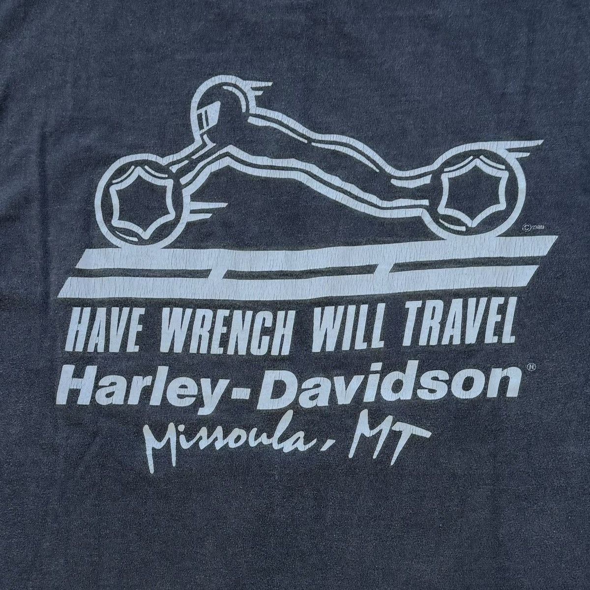 Harley Davidson × Vintage 90’s Harley-Davidson Eagle/Blue Glow Tee Size US M / EU 48-50 / 2 - 4 Thumbnail