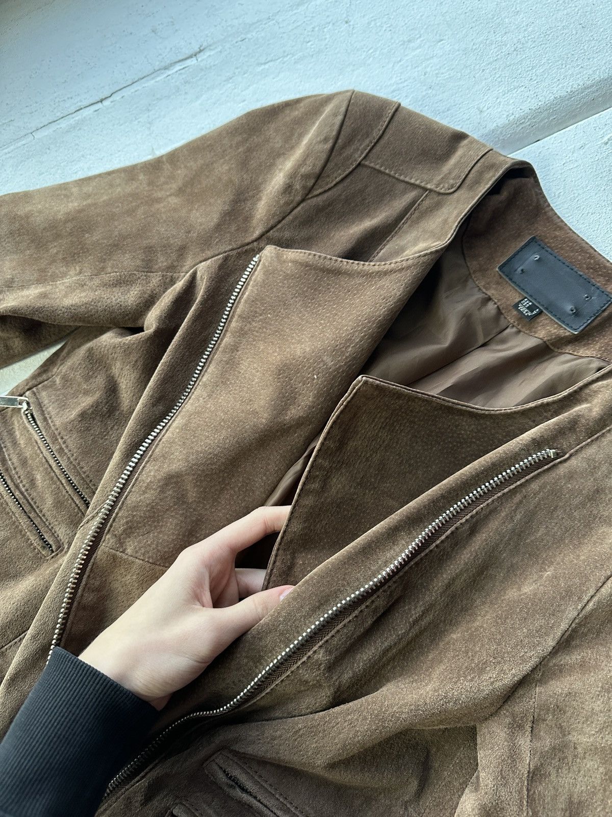 Other 🚨Y2K RICK OWENS TYPE DIRTY SLIM FIT ZIP LEATHER JACKET Size M / US 6-8 / IT 42-44 - 11 Thumbnail