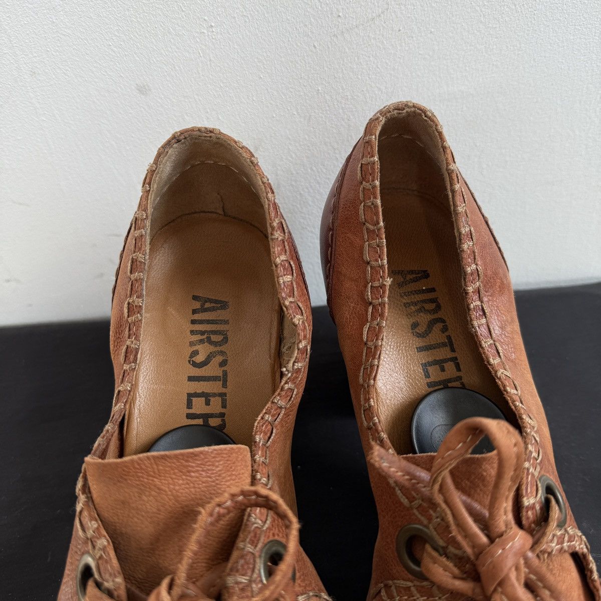 A.S.98 A.S.98 Avant Garde Tan Brown Leather Lace Up Heeled Oxfords Size US 8 / IT 38 - 8 Thumbnail