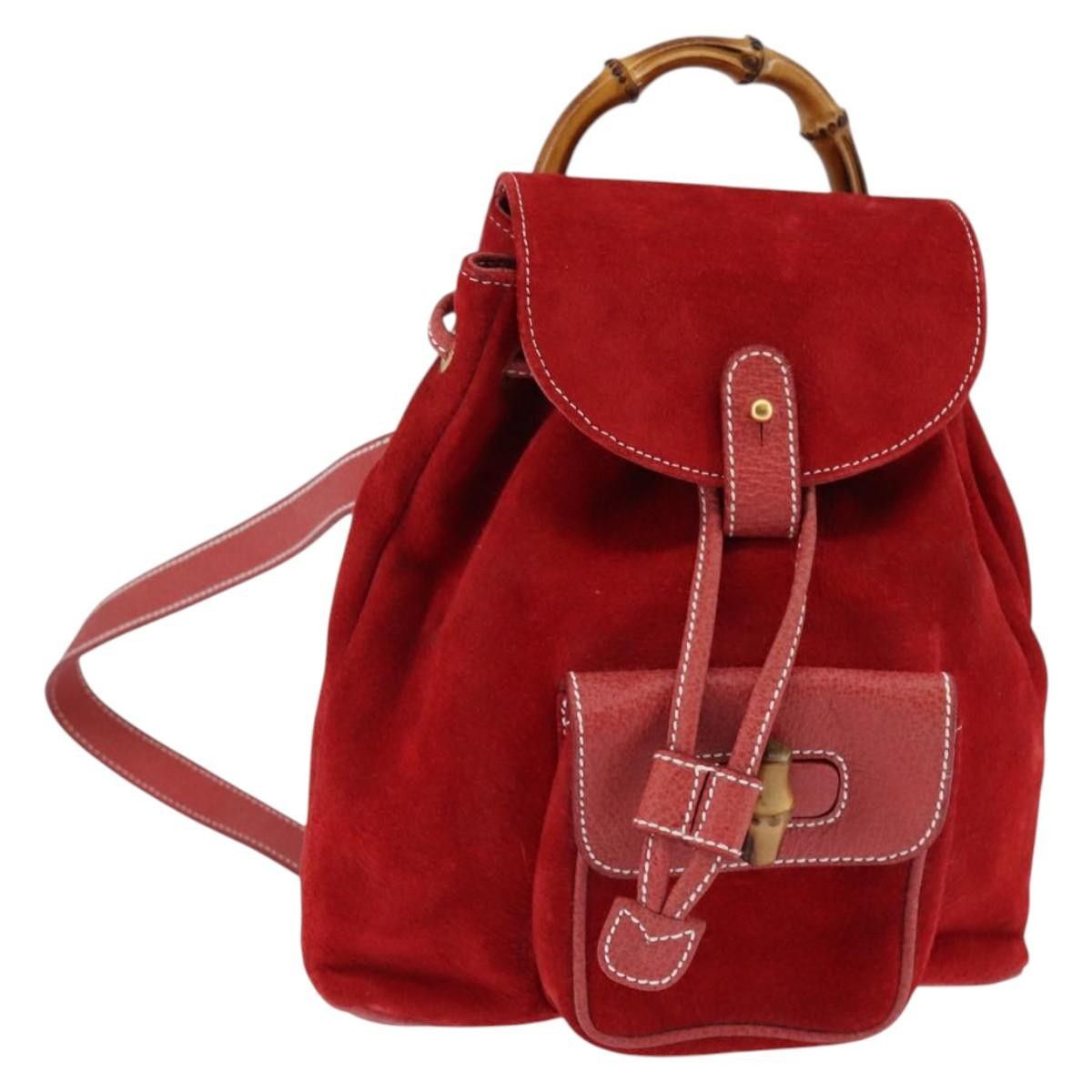 Gucci Gucci Vintage Bamboo Backpack Suede Size ONE SIZE - 1 Thumbnail