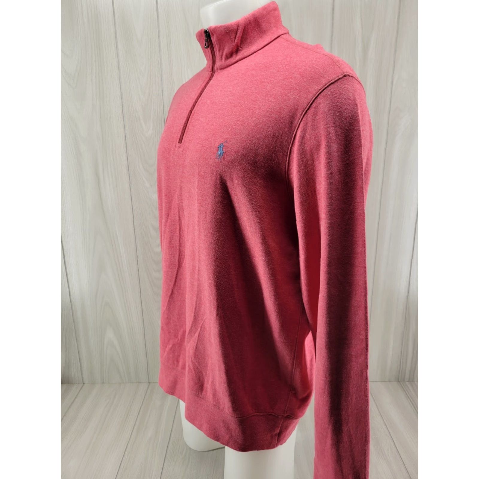 Polo Ralph Lauren Polo Ralph Lauren Sweater Pullover 1/4 Zip Mock Neck Long Sleeve Size L Coral Pink Mens Regular Knit Cotton Blend 1/4 Zip Pullover Shirt Size US L / EU 52-54 / 3 - 2 Thumbnail