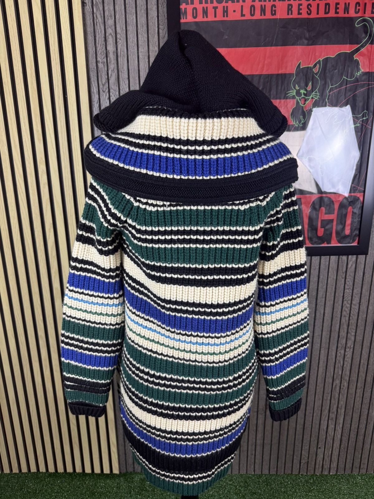 Balenciaga VINTAGE BALENCIAGA STRIPED HEAVY KNIT HOODED SWEATER 2007 Size XS / US 0-2 / IT 36-38 - 17 Thumbnail