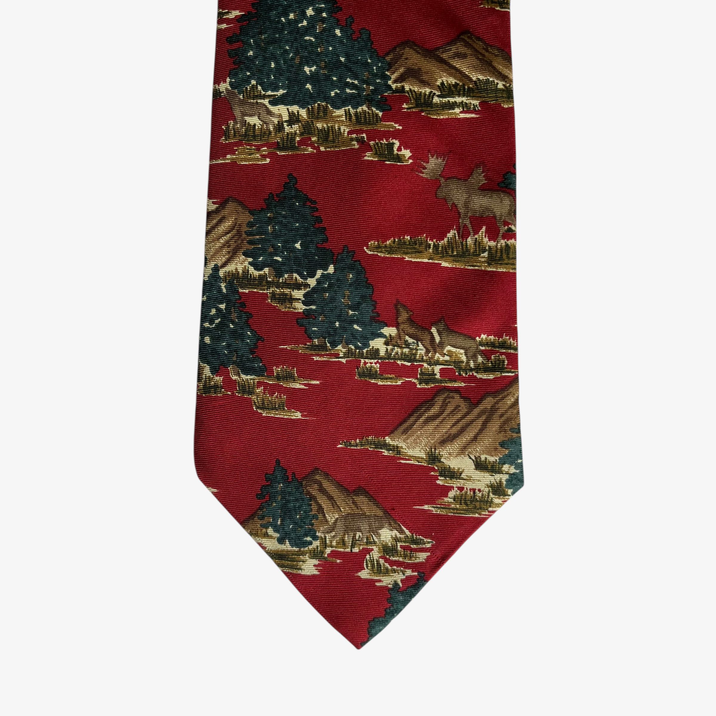 Ralph Lauren Vintage 90s Ralph Lauren Reindeer & Christmas Tree Print Tie Size ONE SIZE - 4 Thumbnail
