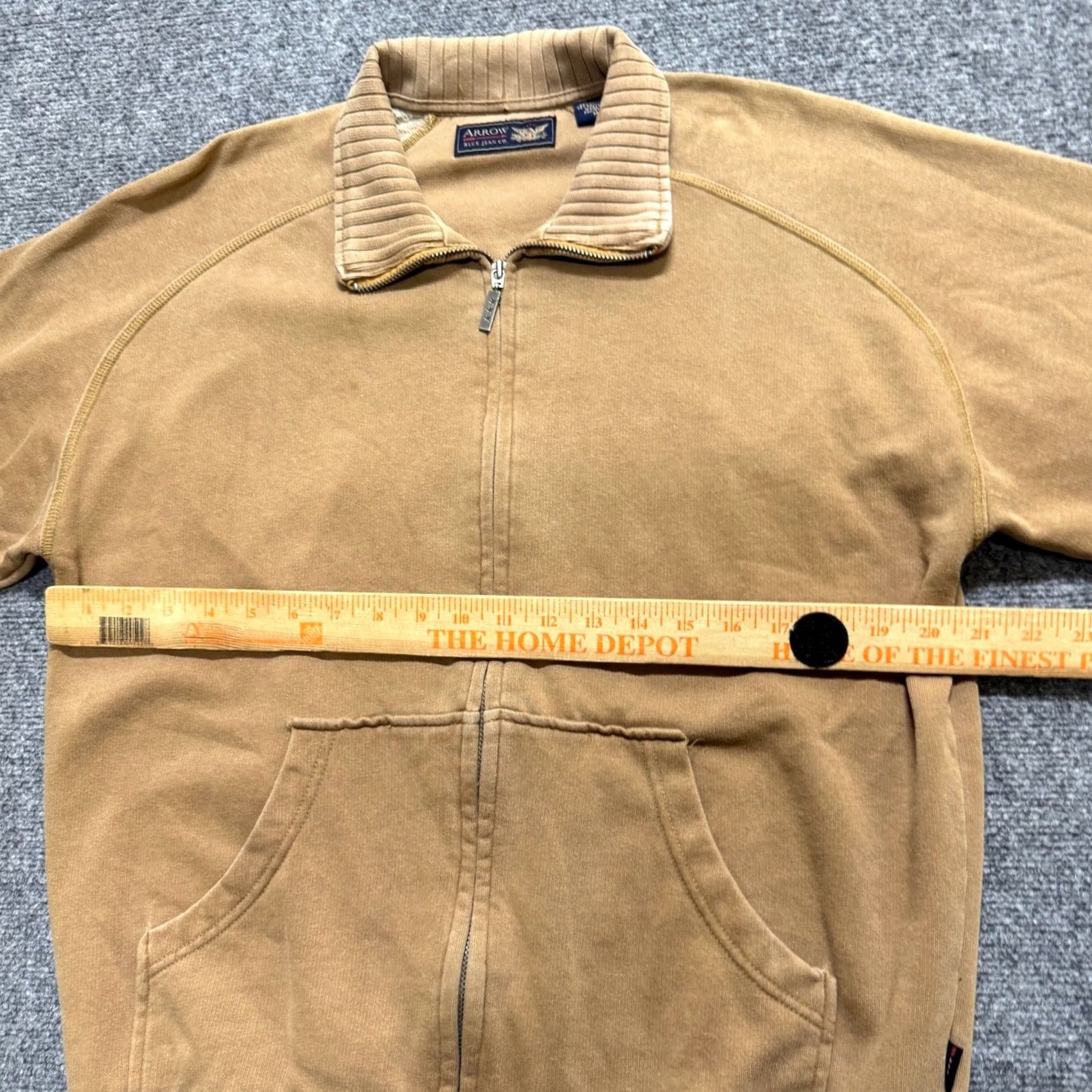 Arrow Arrow Basic Jacket M Beige Cotton Blend Full Zip Collared Men Size US 31 - 6 Thumbnail