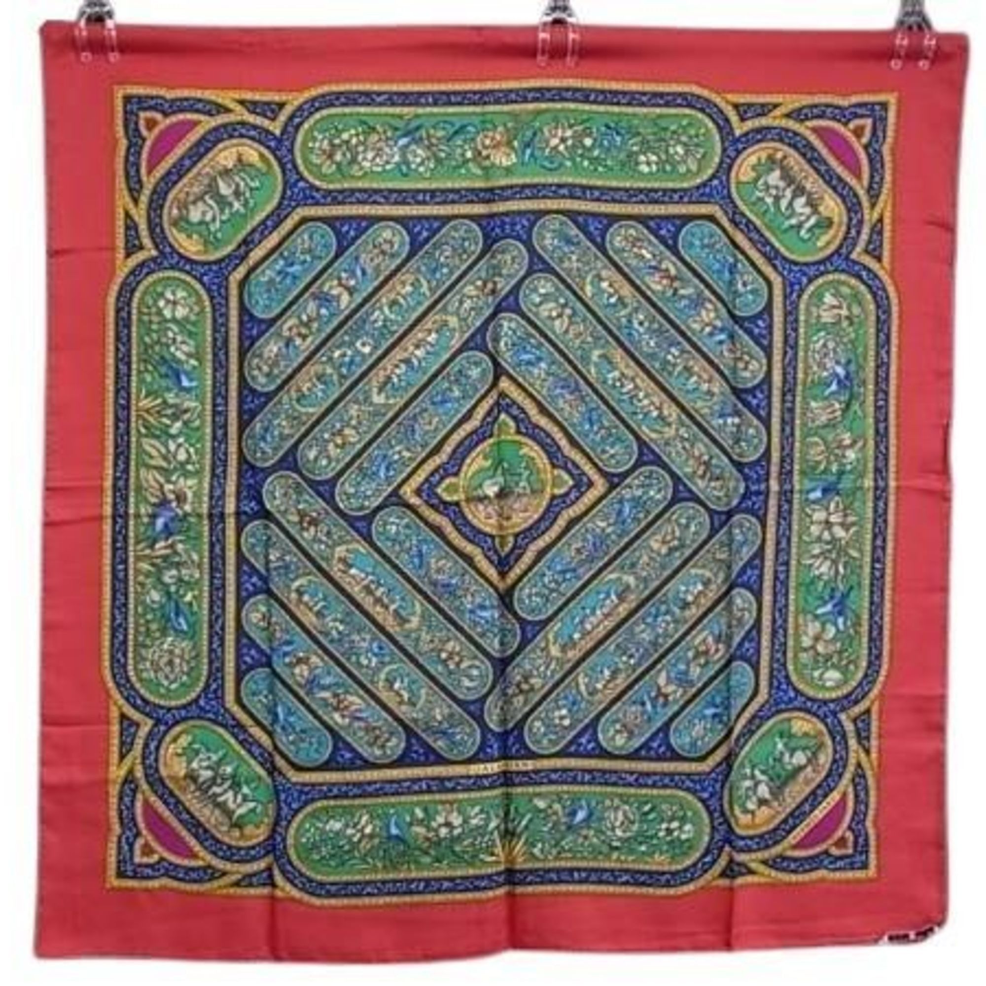 Hermes HERMES QALAMDAN Women's Silk Scarf, Carré 90, Multicolor Size ONE SIZE - 1 Thumbnail