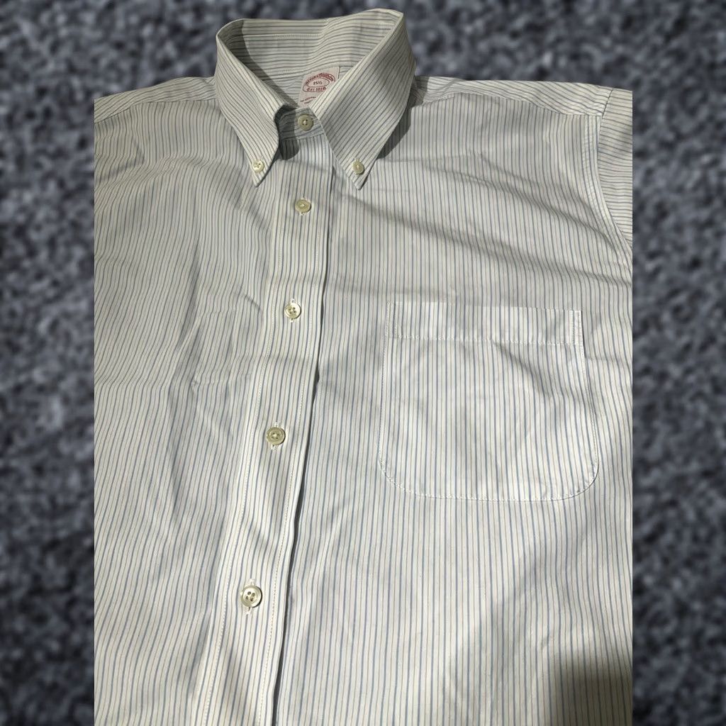 Brooks Brothers Brooks Brothers Shirt Mens 15.5 White Blue Striped Button Down Non Iron Preppy Dress Shirt Regular Fit Long Sleeve Casual Formal Workwear Size US L / EU 52-54 / 3 - 1 Thumbnail