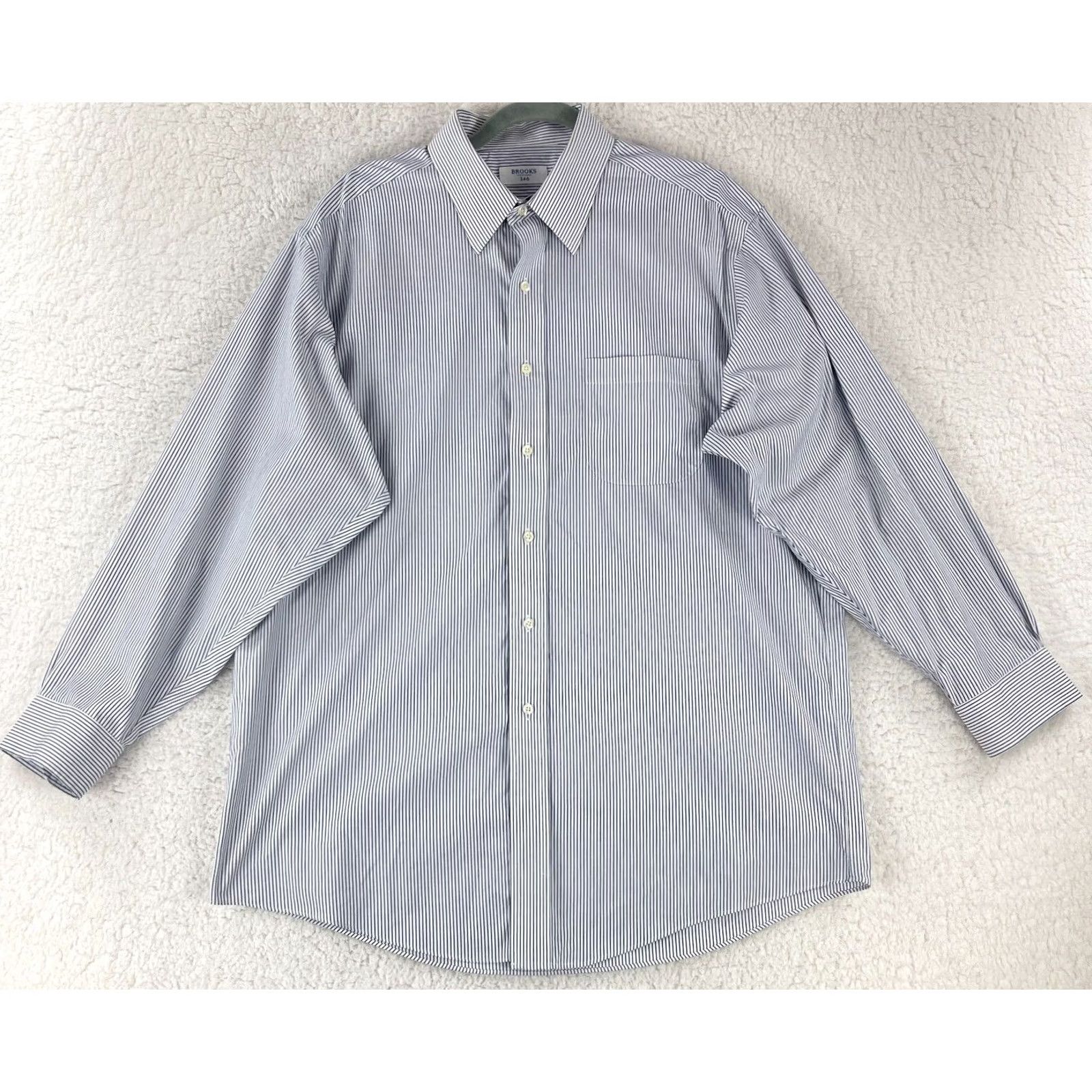 Brooks Brothers Brooks Brothers 346 Blue White Stripe Dress Shirt Mens Medium Cotton Button-Up Shirt Size 40R - 2 Thumbnail