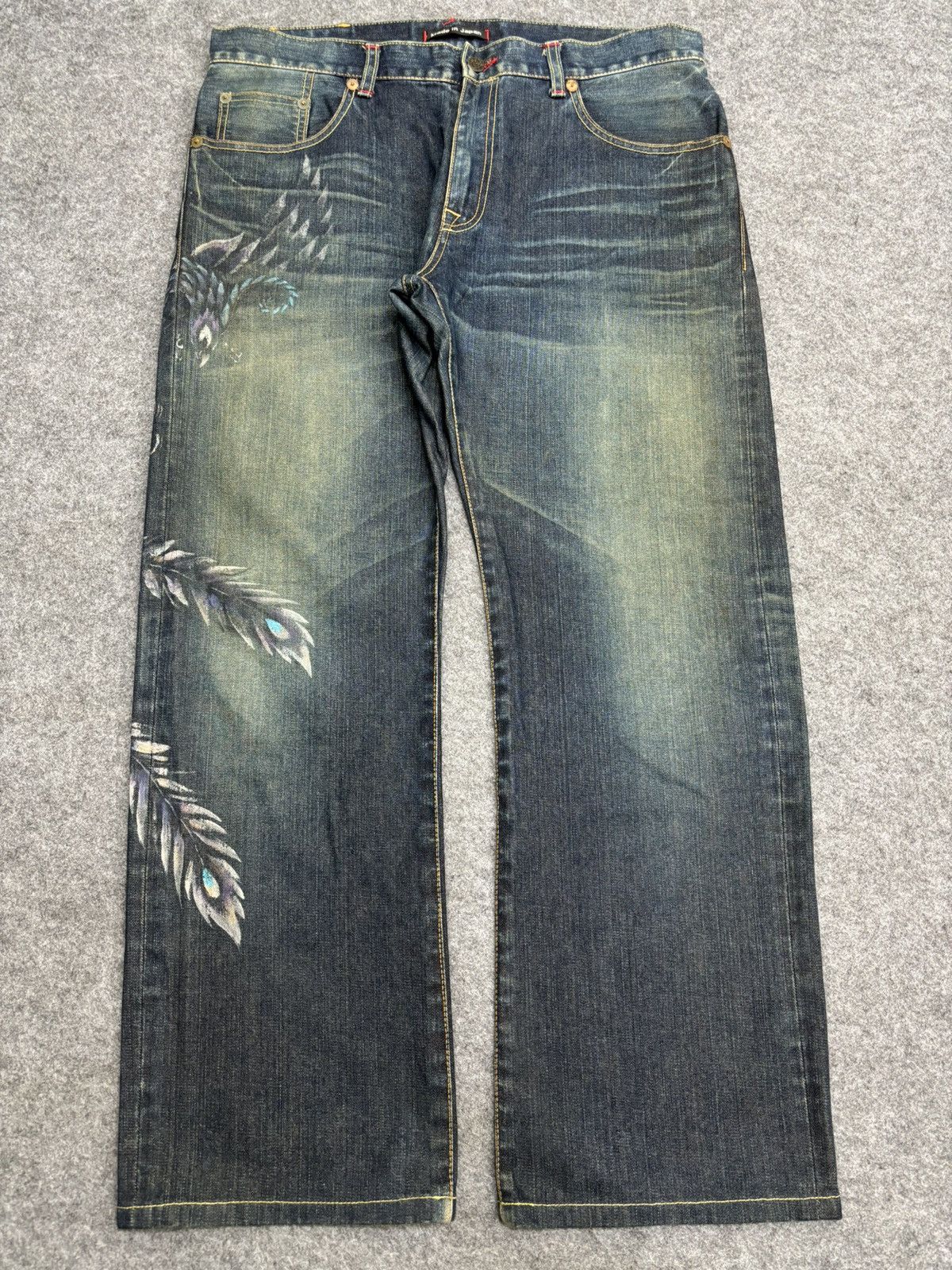 Designer 💥Artisanal💥NaMiNoRiTaTsujin Japanese Designer Denim F554 Size US 37 - 24 Thumbnail