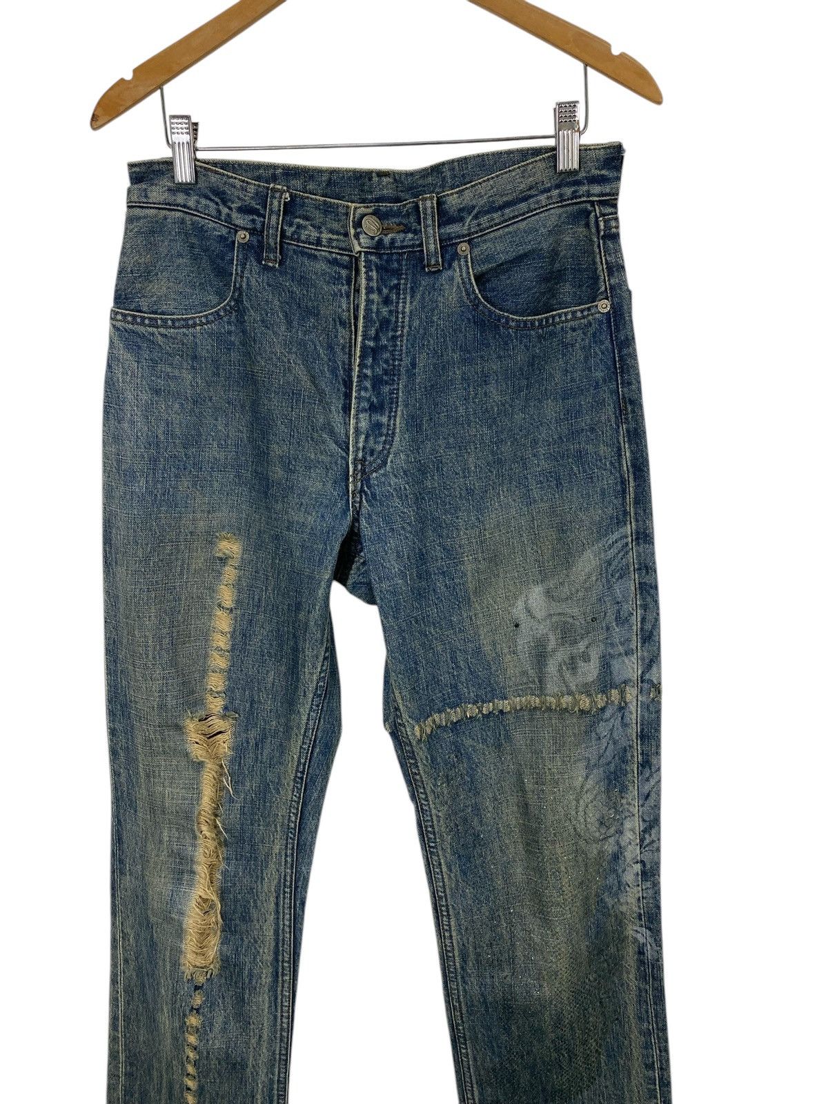 PPFM 💥jp Japanese brand X PPFM dragon distressed style jeans Size US 31 - 11 Thumbnail