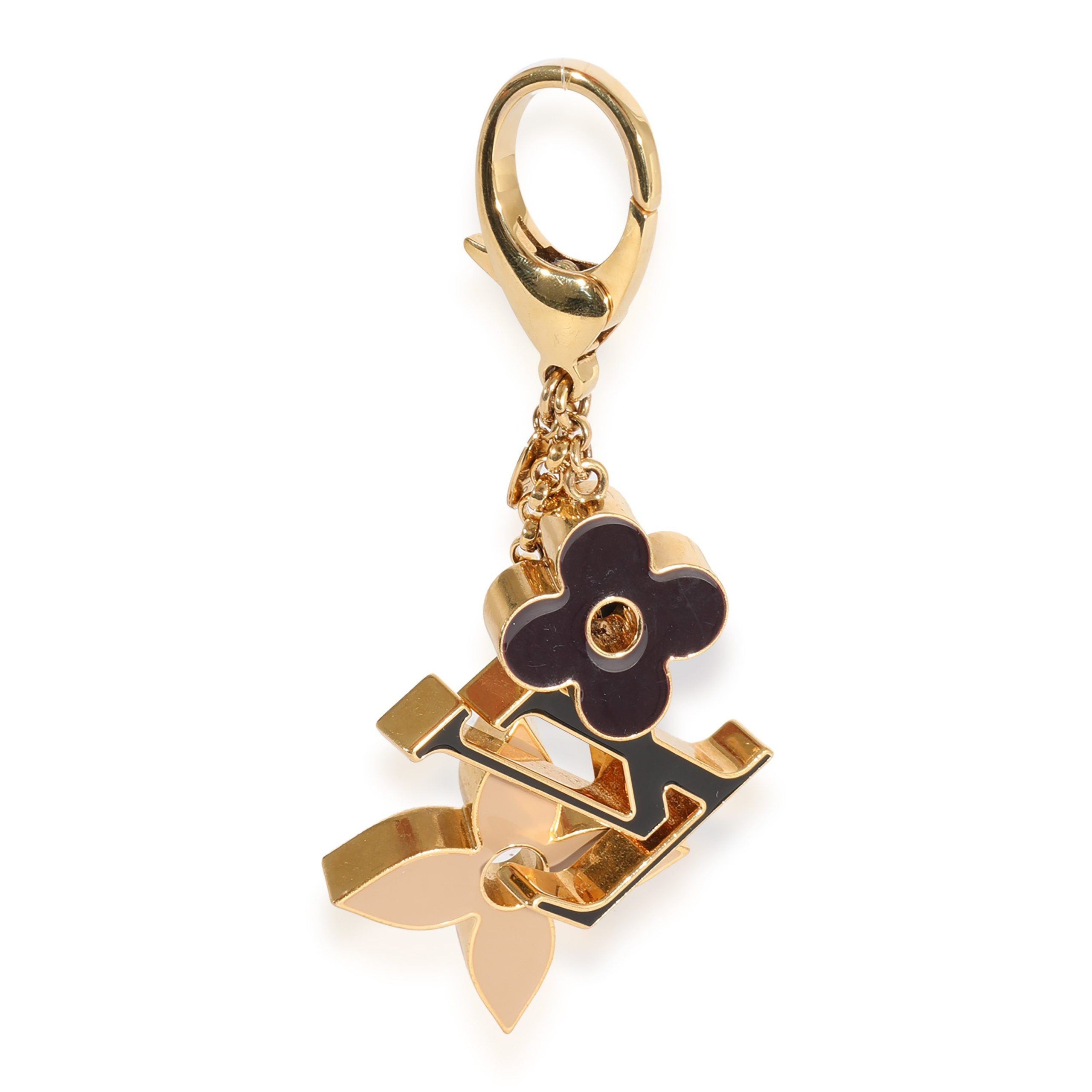 image of Louis Vuitton Gold Tone Fleur De Monogram Bag Charm, Women's