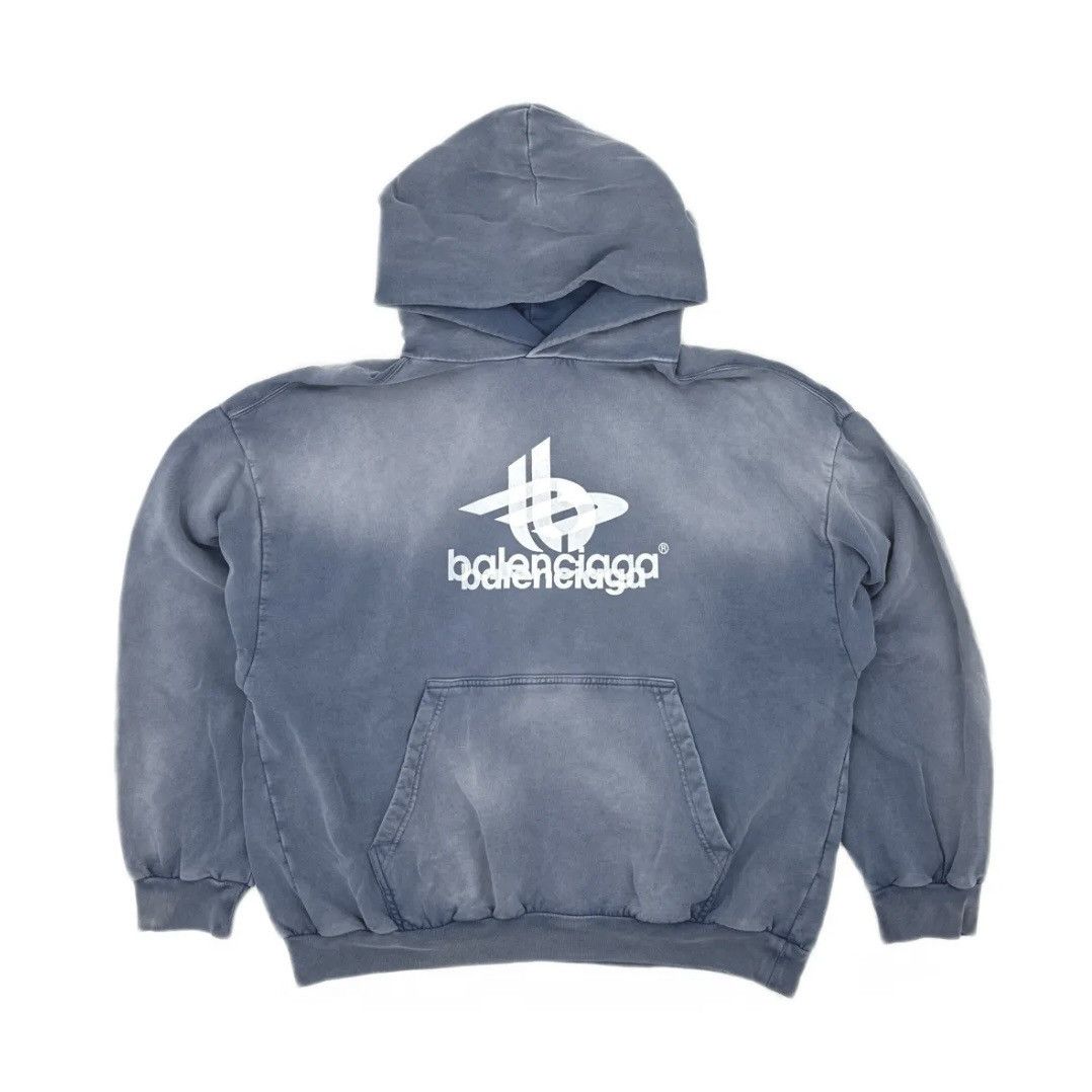 Balenciaga Balenciaga Phantom Overlap Layered Washed Blue Hoodie | Grailed