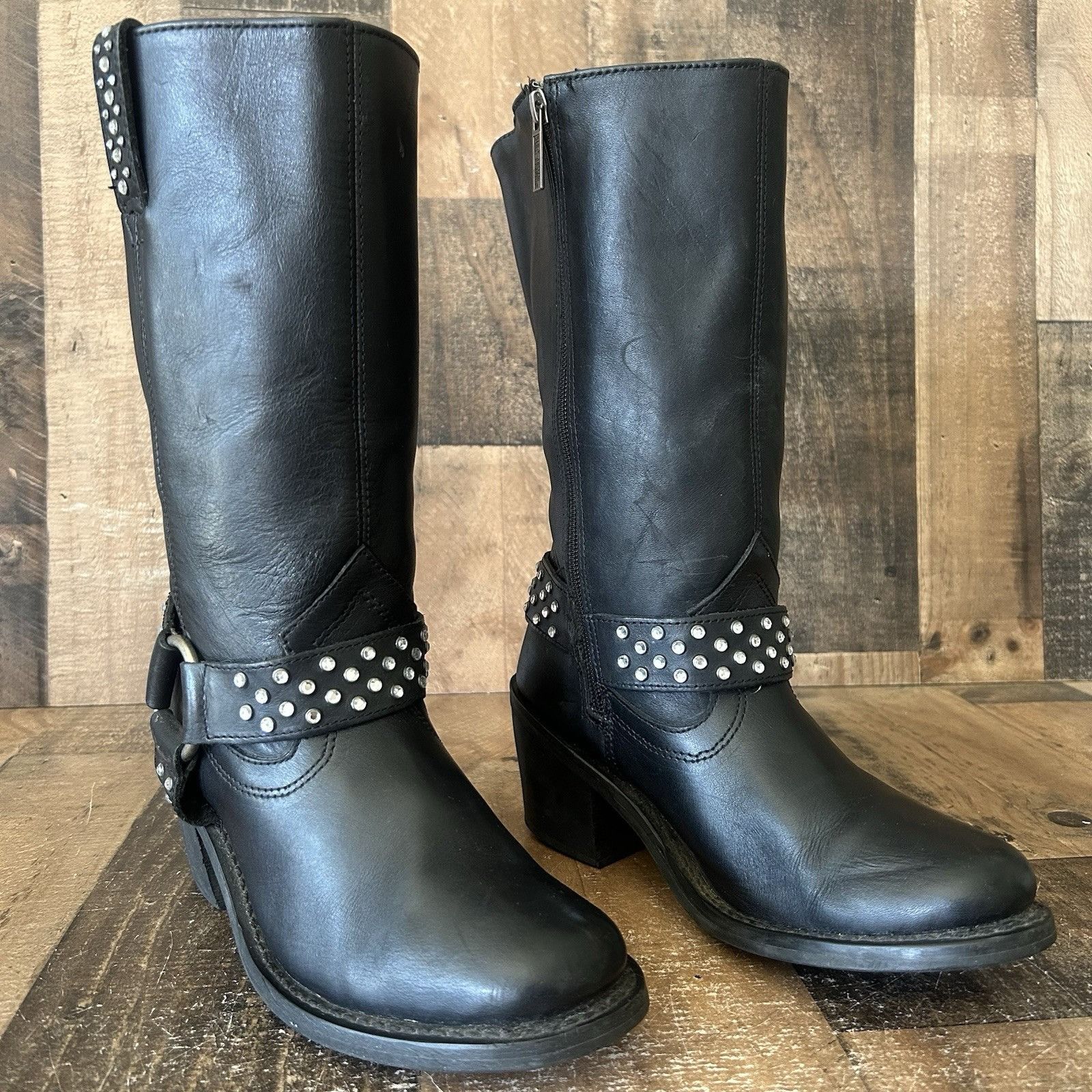 Harley Davidson Harley Davidson 85349 Side Zip Studded Moto Boots Womens 7.5 Size US 7.5 / IT 37.5 - 1 Thumbnail