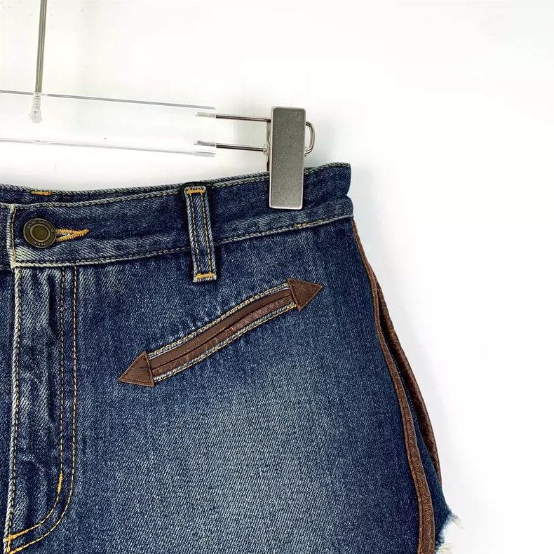 Saint Laurent Paris Saint Laurent Paris Dark blue wash jeans edge leather casu Size 27" / US 4 / IT 40 - 3 Thumbnail