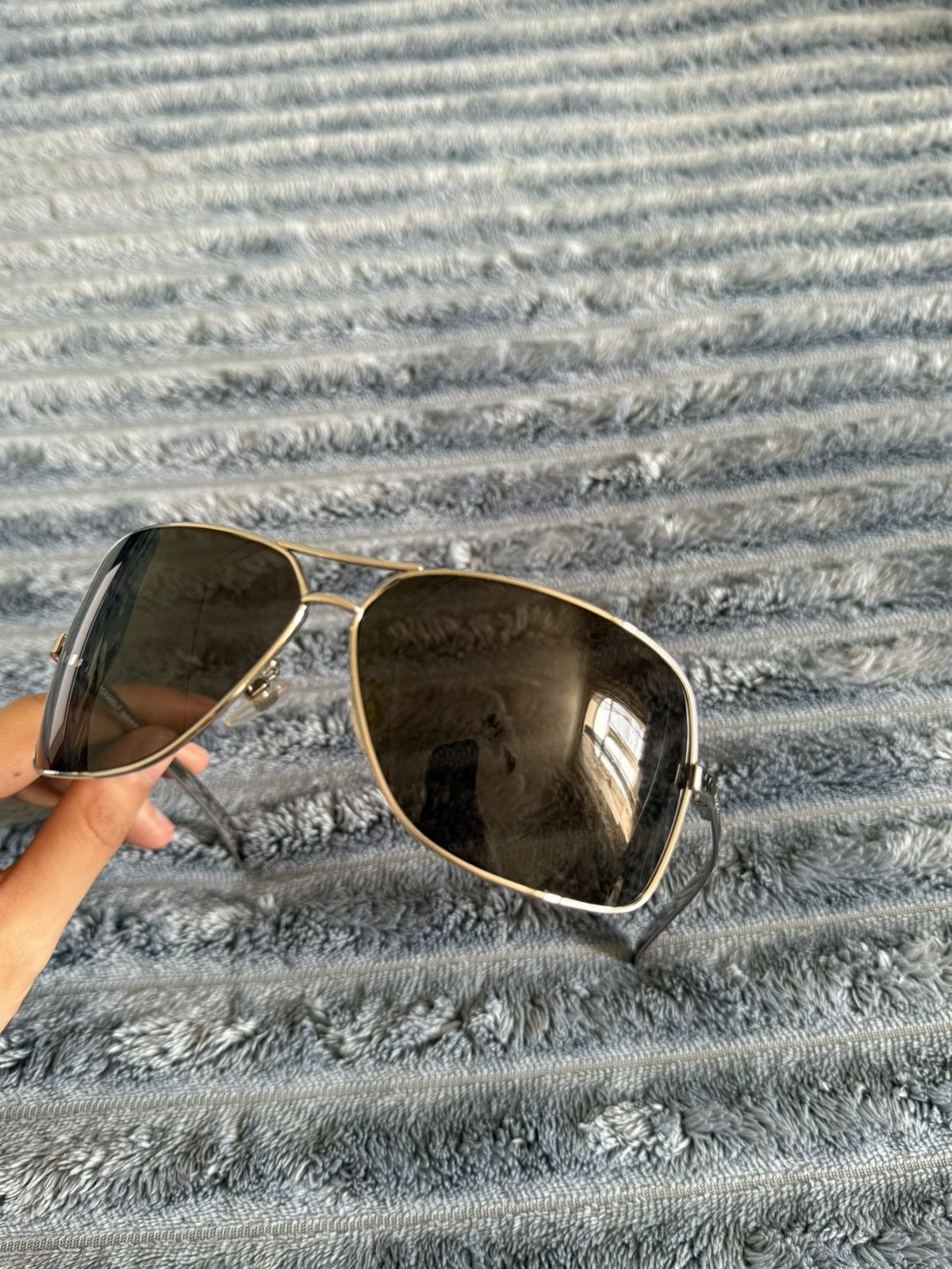 Chanel Chanel Silver Metal Aviator Sunglasses 4141-Q Size ONE SIZE - 5 Thumbnail