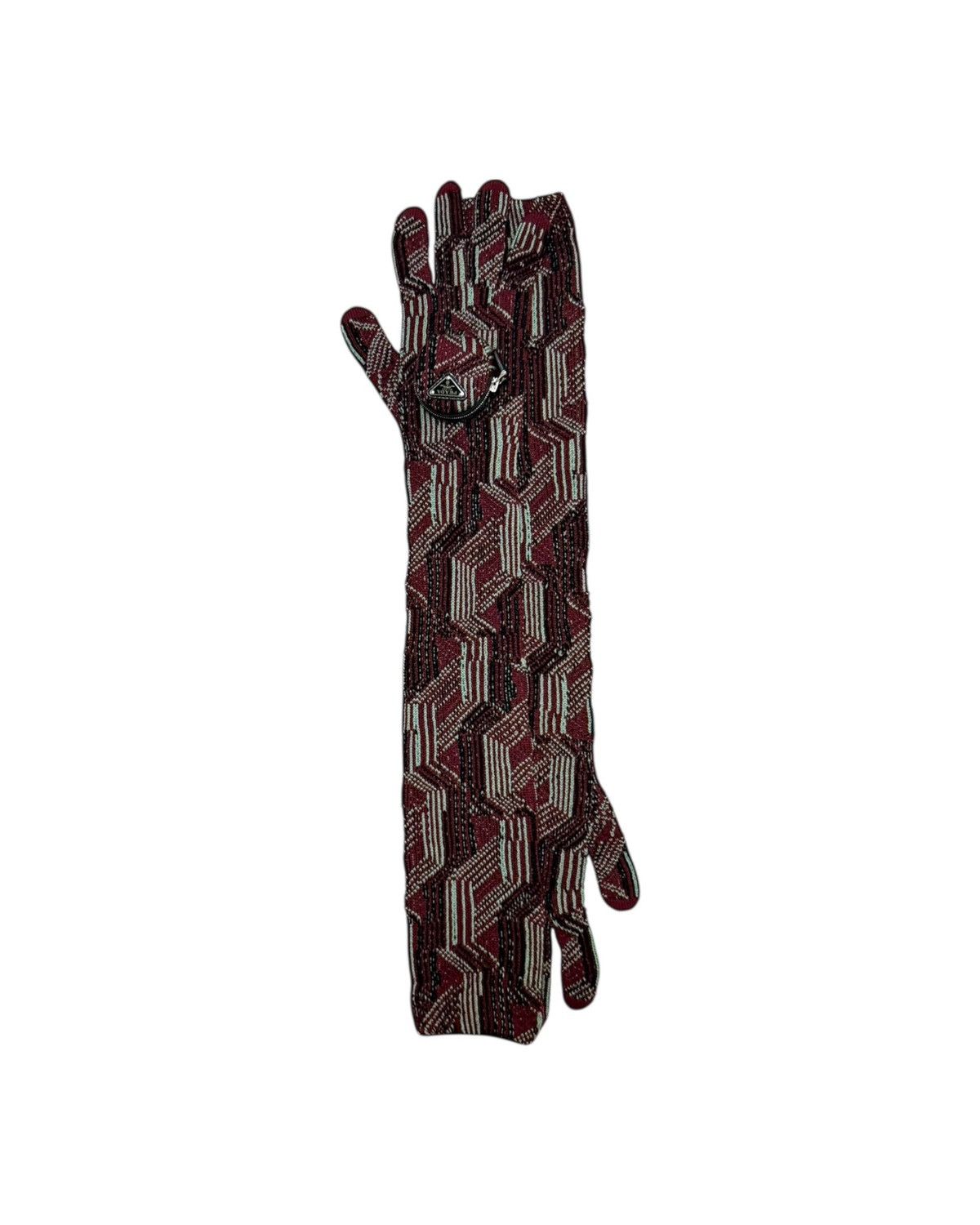 Prada PRADA F/W 2021 Long Jacquard Wool Gloves w/ Circle Zip Pouch Size ONE SIZE - 1 Thumbnail