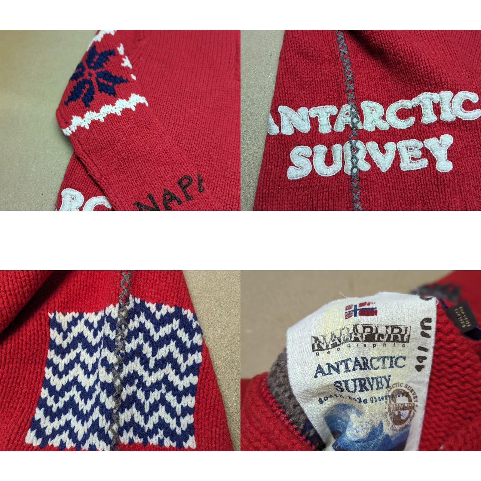 Napapijri Napapijri Mens Sweater Large Red 1/4 Zip Lambswool Knit Pullover Knitwear Crew Neck Knitted Wool Classic Casual Men's Sweater Size US L / EU 52-54 / 3 - 8 Thumbnail