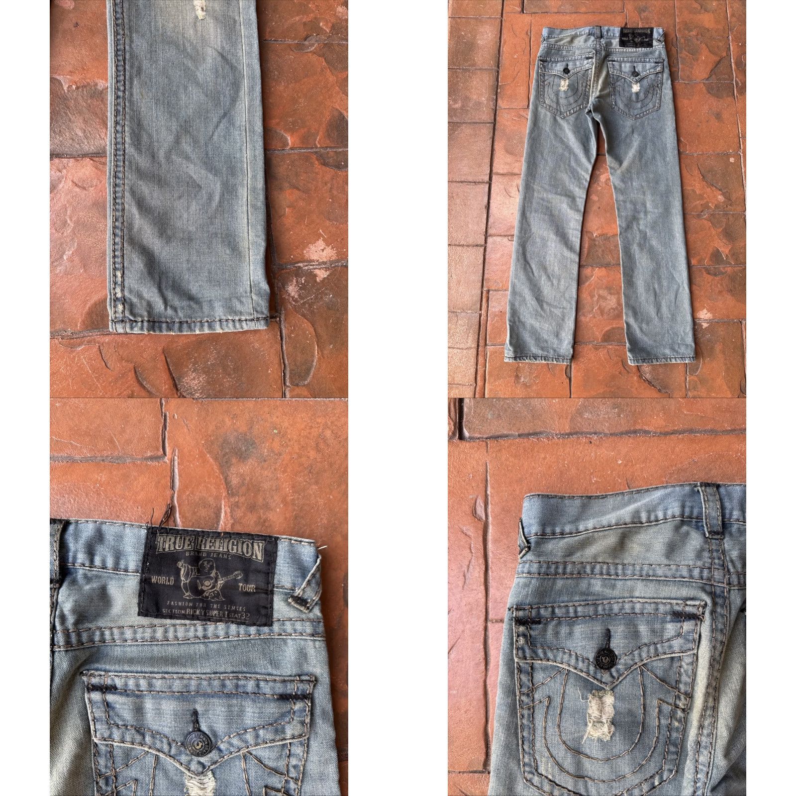 True Religion VINTAGE True Religion Jeans 5-Pocket Denim Distressed Ricky Straight 32 Blue Mens United States USA Size US 32 / EU 48 - 8 Thumbnail
