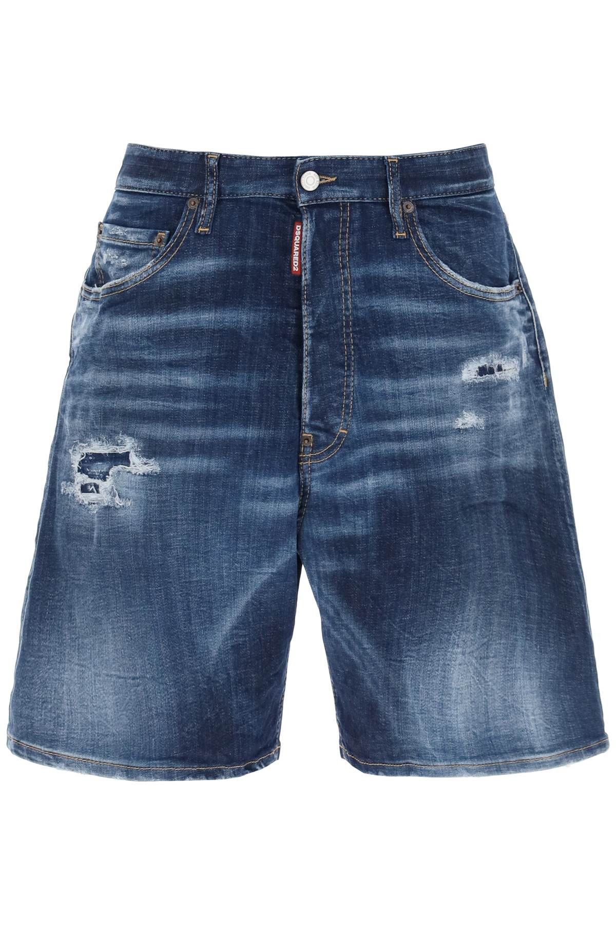 image of Dsquared2 Loose Shorts In Used Denim in Blue, Women's (Size 32)