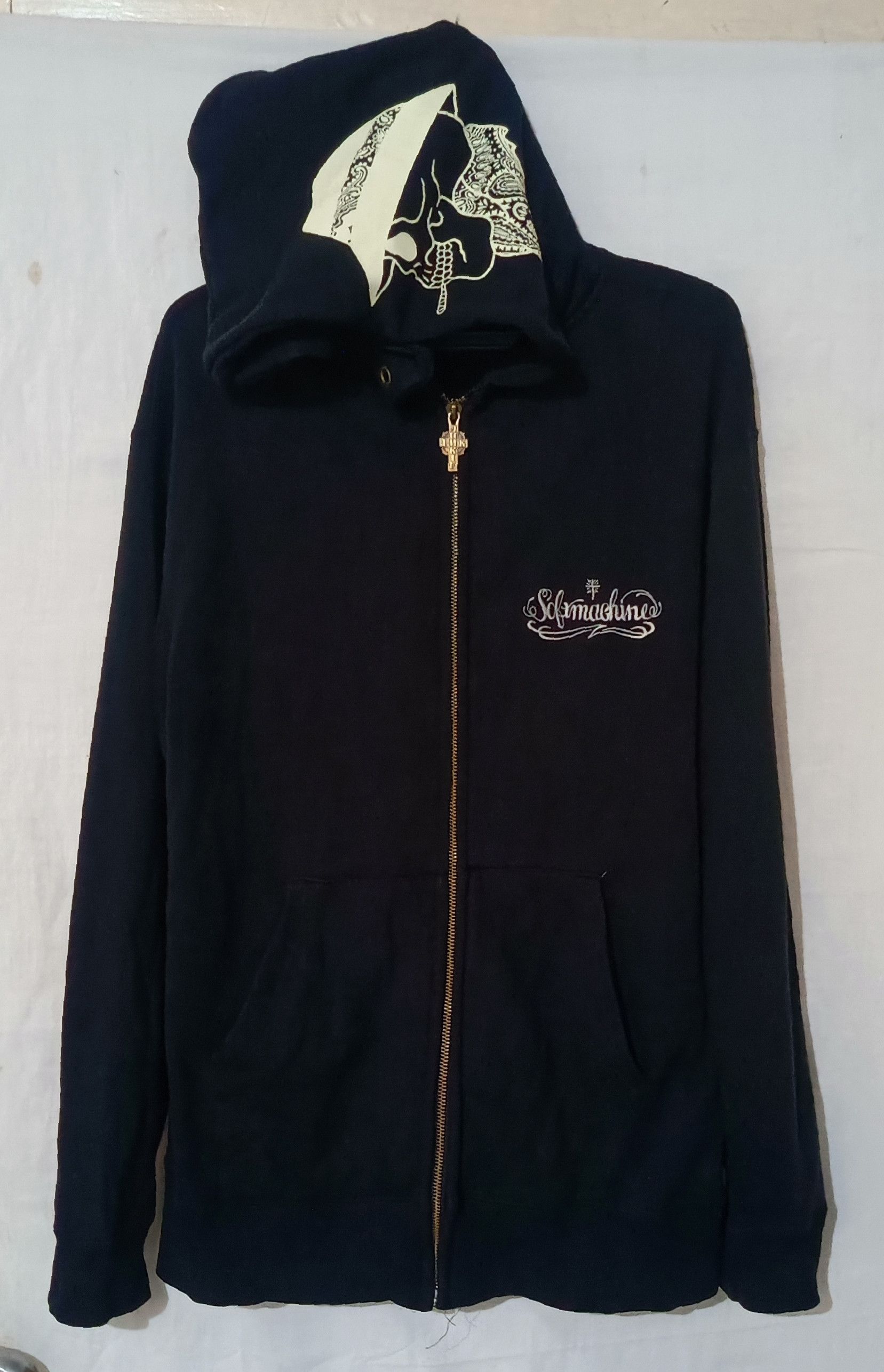 Hysteric Glamour × If Six Was Nine × Le Grande Bleu (L.G.B.) Vintage SOFT MACHINE Japan Skull💀Cross✝️Gotta Zipper Hoodie Size US L / EU 52-54 / 3 - 2 Thumbnail