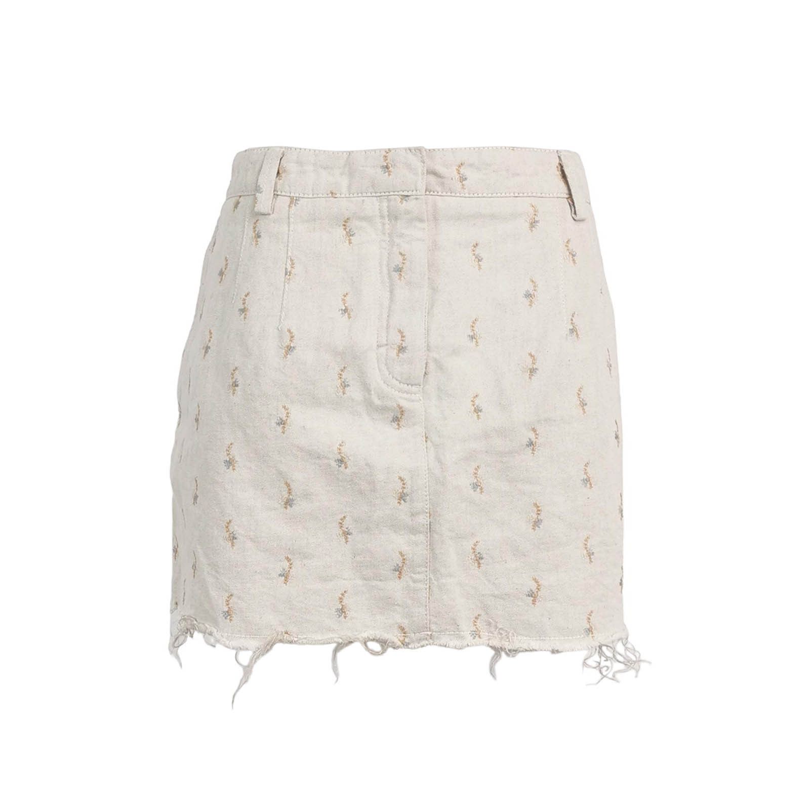 Lanvin Lanvin Embroidered Cotton Linen Skirt Size 40 Size 27" / US 4 / IT 40 - 1 Thumbnail