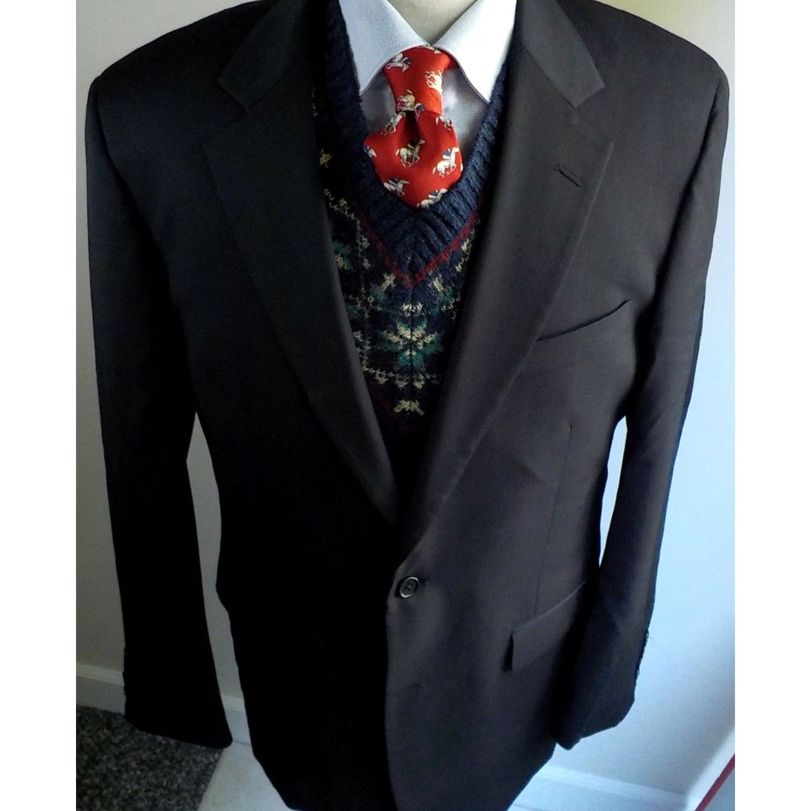 Brooks Brothers VINTAGE Brooks Brothers 1818 MADISON Two Button Blazer Navy 100% Wool SZ 42L Made in USA Mens Blazer Size 42R - 2 Thumbnail