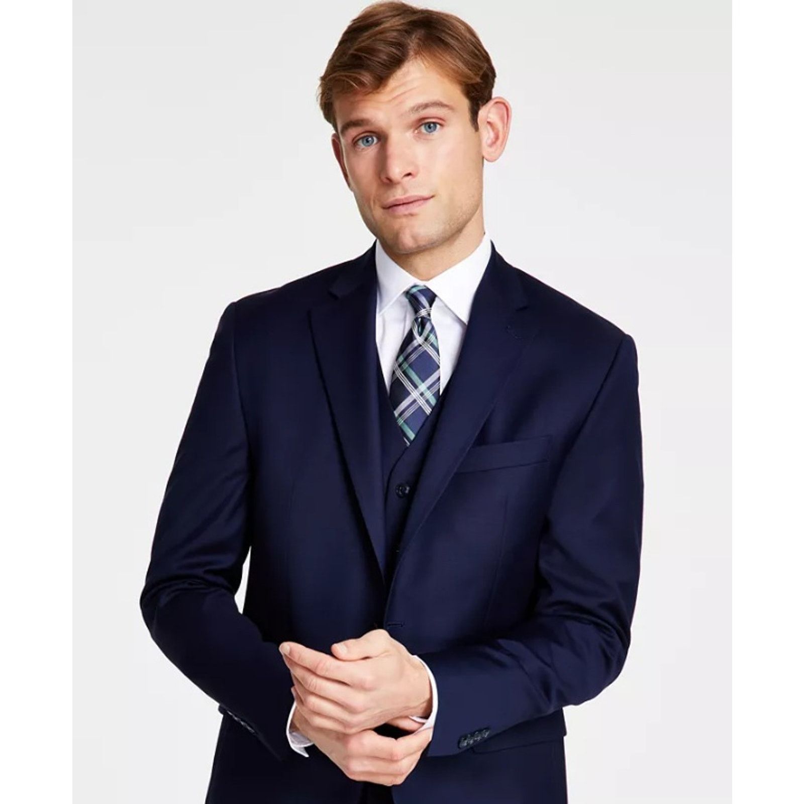 Michael Kors Michael Kors Men's Navy Wool-Blend Suit Blazer Size 36R Size 36R - 3 Thumbnail