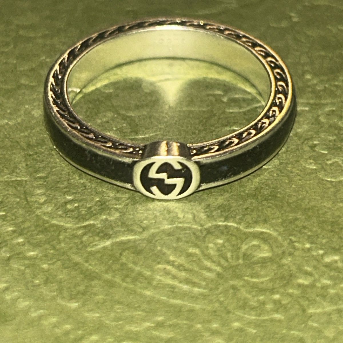 Gucci Gucci Interlocking G Enamel Thin Ring Black Ag925 701620 Size ONE SIZE - 9 Thumbnail