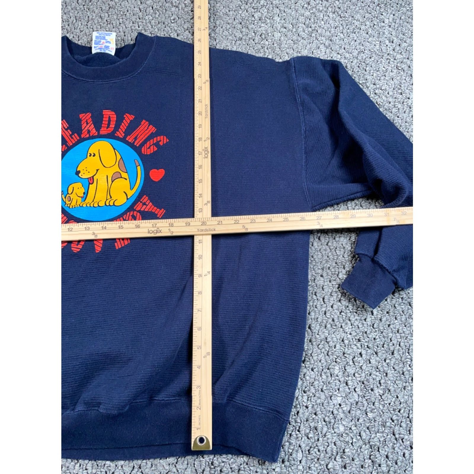 Jerzees VINTAGE Jerzees Sweatshirt Reading Recovery Dog Print Adult 2X Dark Blue Crewneck USA Tag Mens Big & Tall Size US XXL / EU 58 / 5 - 5 Thumbnail