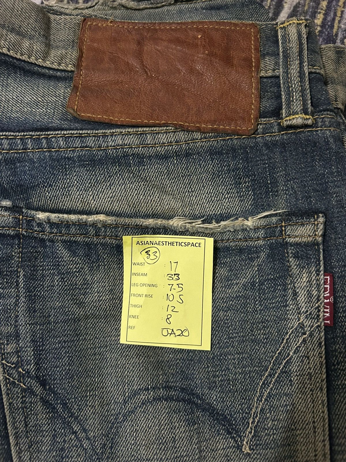 Edwin Vintage Edwin Selvedge Mud Washed Clawn Marks Size US 33 - 16 Thumbnail