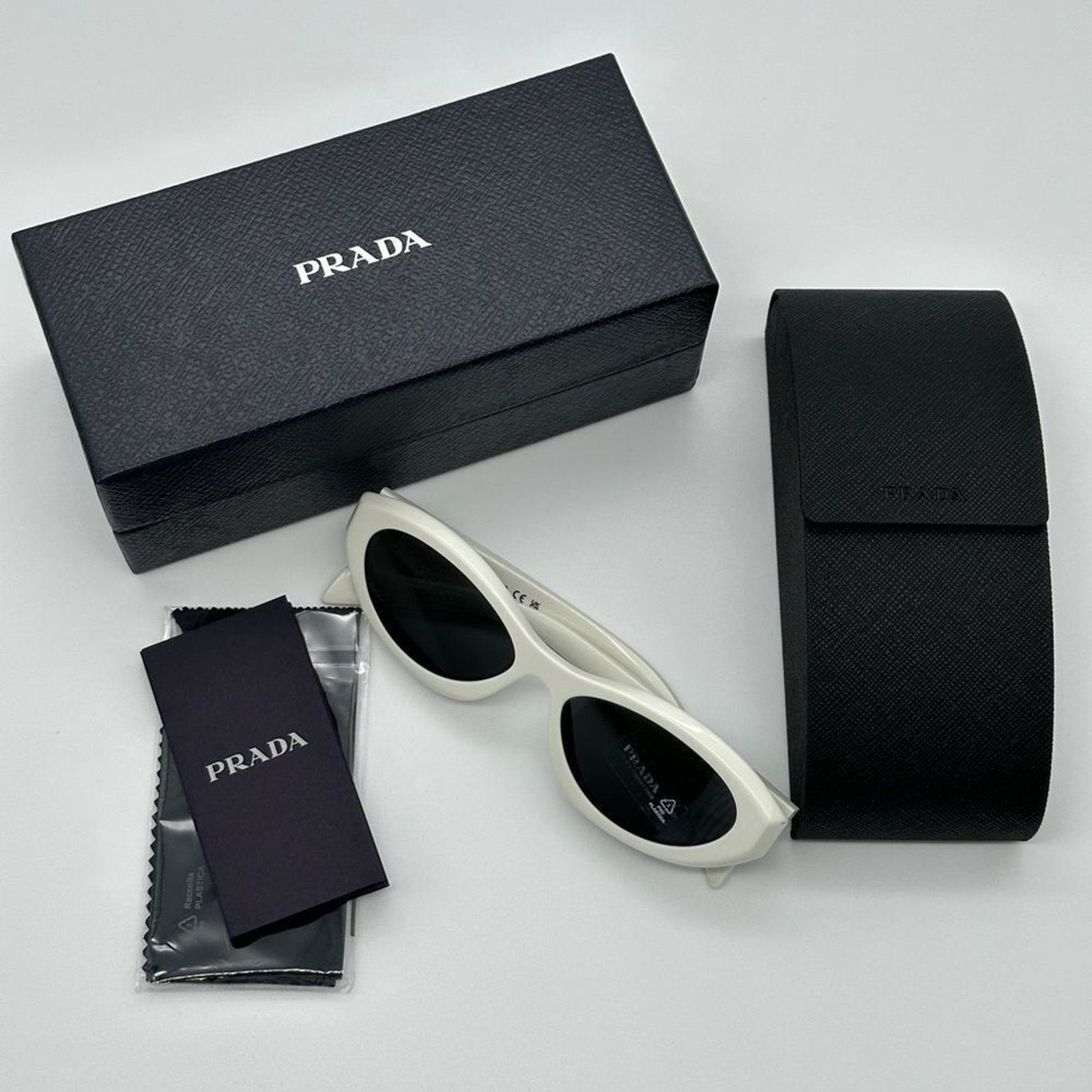 Prada NEW PRADA PR26ZS 17K08Z Talc/Dark Grey Women Sunglasses Size ONE SIZE - 11 Thumbnail