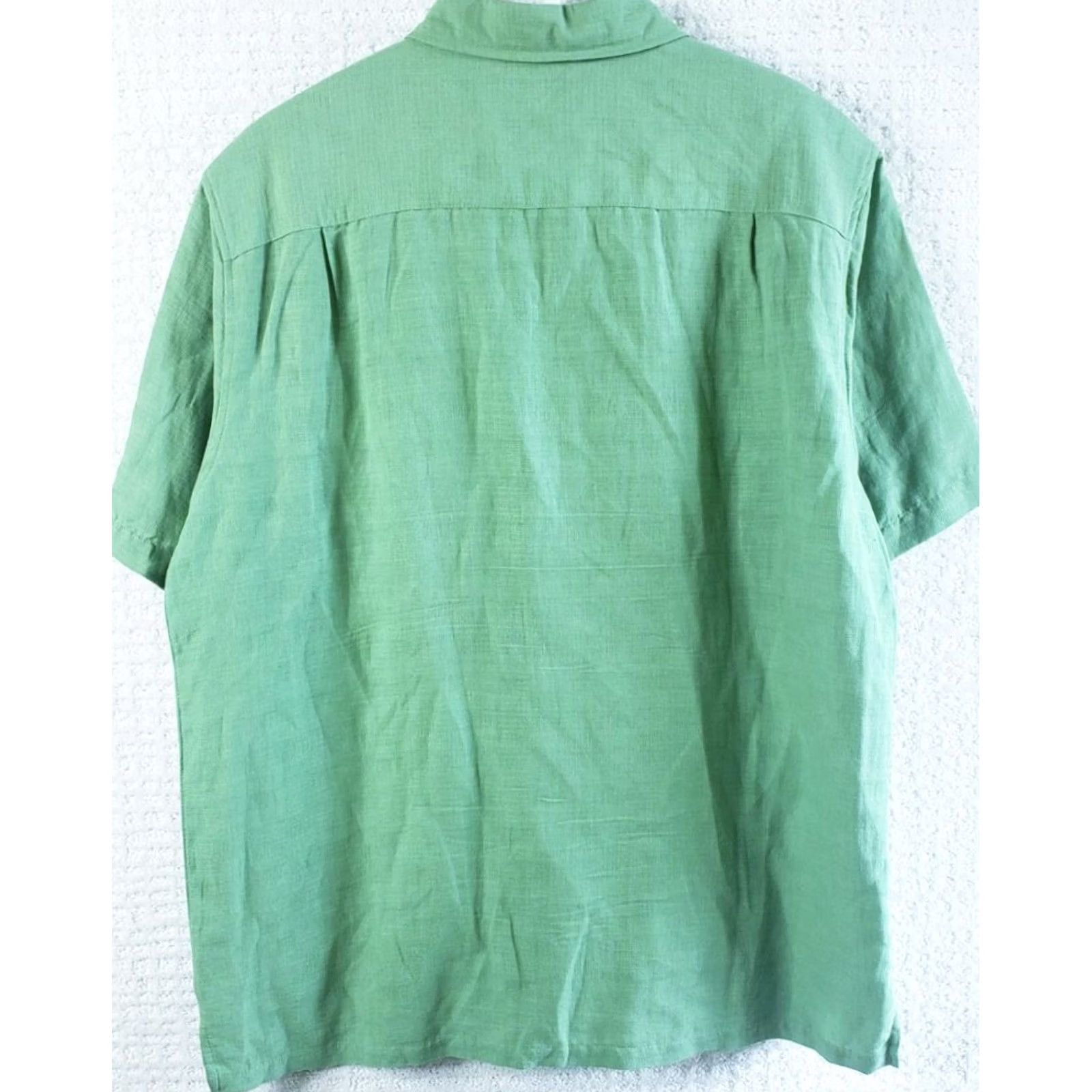 Vintage Margaritaville Mens Green Short Sleeve Button Up Shirt Sz XL 75% Silk 25% Linen Size US XL / EU 56 / 4 - 5 Thumbnail