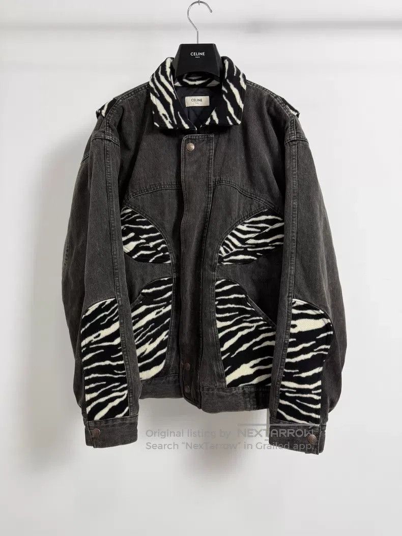 Celine CELINE Zebra Print Patchwork Smoky Grey Denim Cotton Jacke Size US M / EU 48-50 / 2 - 1 Thumbnail