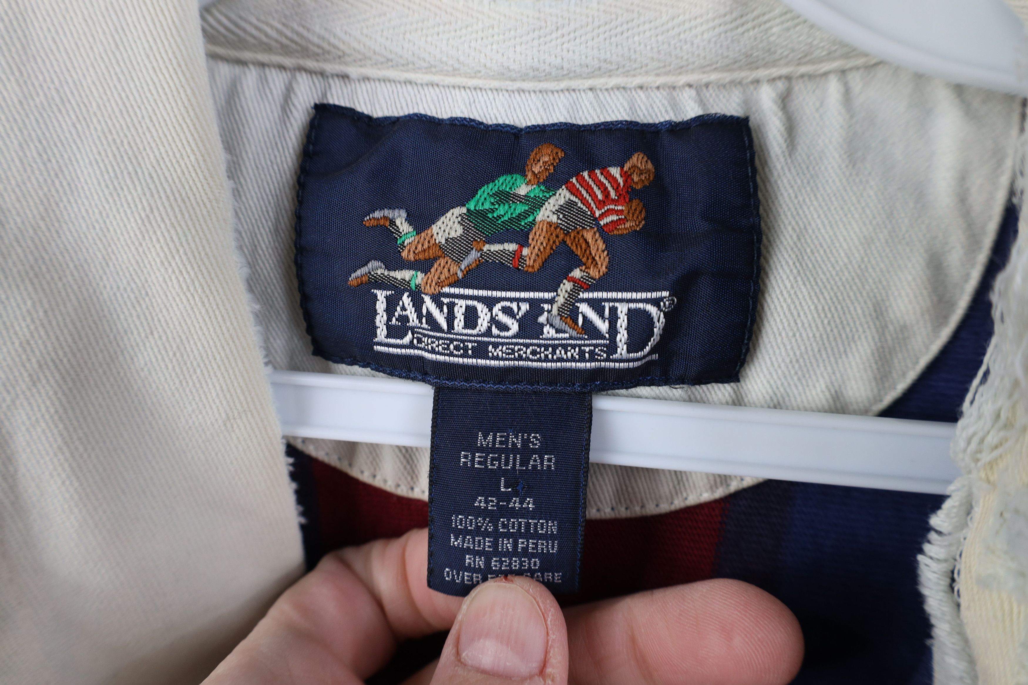 Lands' End Vintage 90s Lands End Striped Long Sleeve Rugby Polo Shirt Size US L / EU 52-54 / 3 - 6 Thumbnail