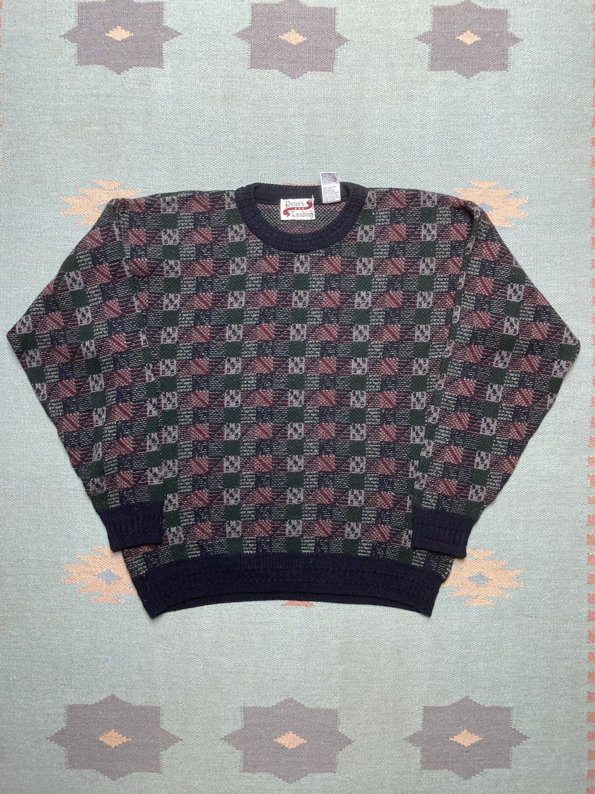 Vintage Vintage acrylic knit sweater geometric abstract soft large Size US L / EU 52-54 / 3 - 1 Thumbnail
