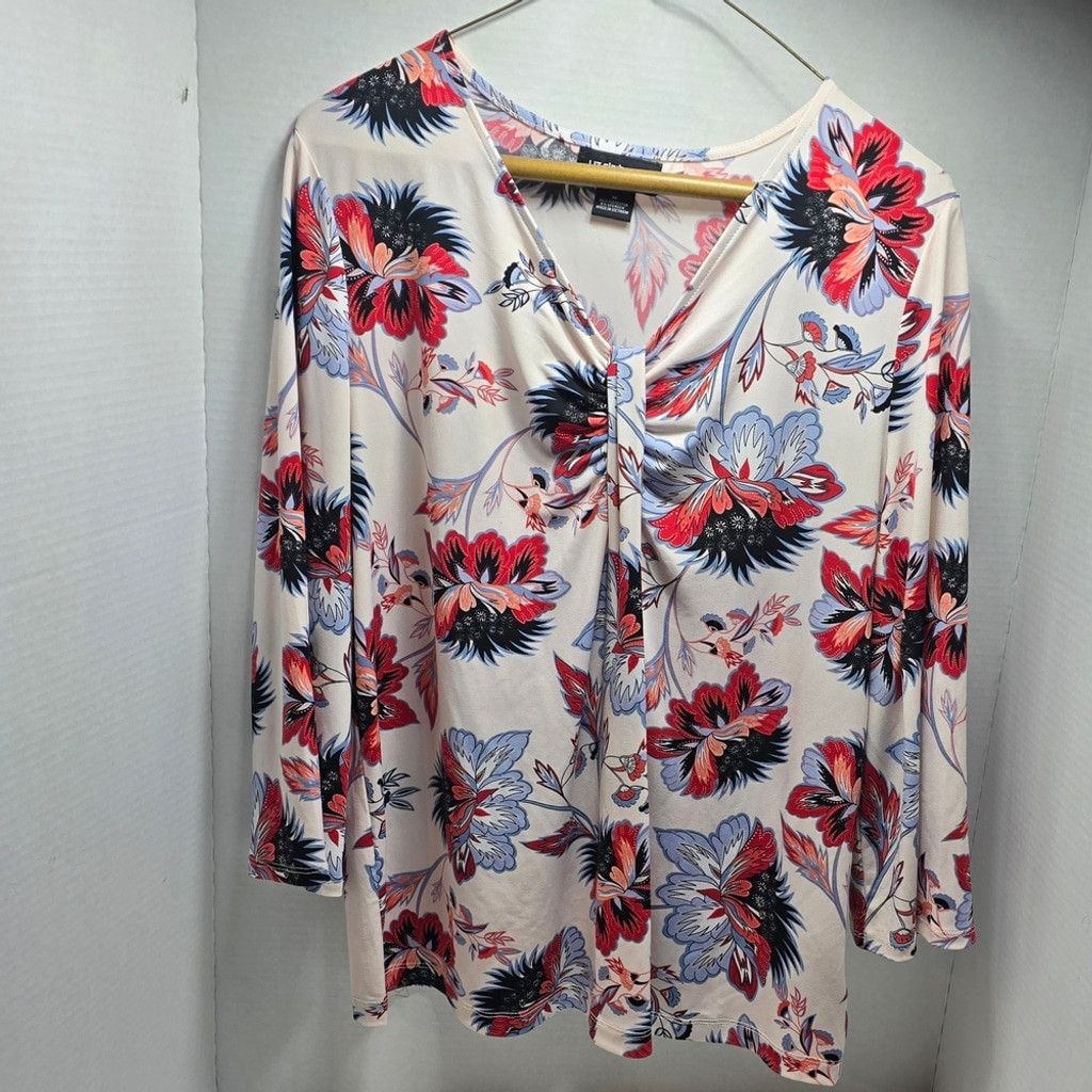 Liz Claiborne Liz Claiborne Floral Blouse with Red and Blue Accents med Size M / US 6-8 / IT 42-44 - 1 Thumbnail