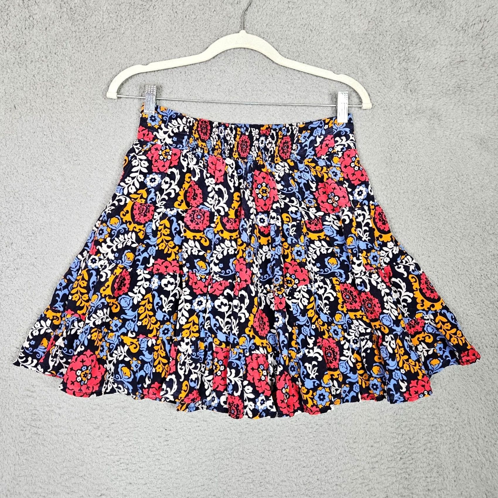 Anthropologie Maeve By Anthropologie Women's Flowy Smocked Floral Print Skirt Size S Multicolor Short A-Line Flowing Skirt Womens Size 28" / US 6 / IT 42 - 6 Thumbnail