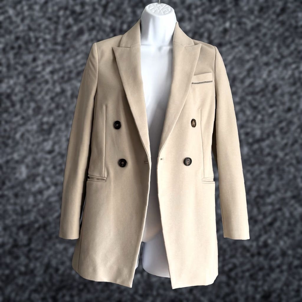 Brunello Cucinelli Brunello Cucinelli Blazer Jacket Double Breasted Cotton Blend Ivory 36 / US 0 Women Blazer Size XS / US 0-2 / IT 36-38 - 1 Thumbnail
