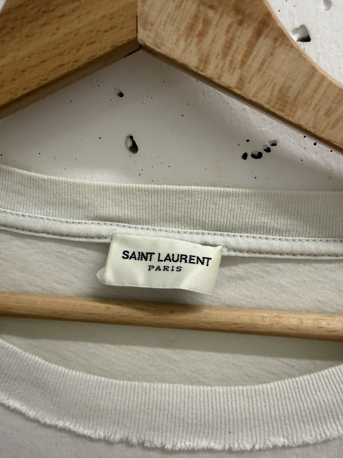 Saint Laurent Paris Saint Laurent Paris Poem Distressed T-Shirt Size US S / EU 44-46 / 1 - 6 Thumbnail