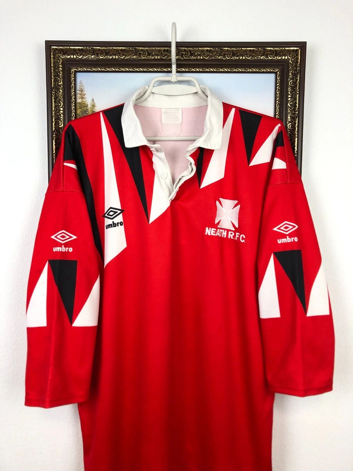 Umbro Vintage 1991 Neath RFC Rugby Union Shirt Jersey Tee Trikot Size US XL / EU 56 / 4 - 2 Thumbnail